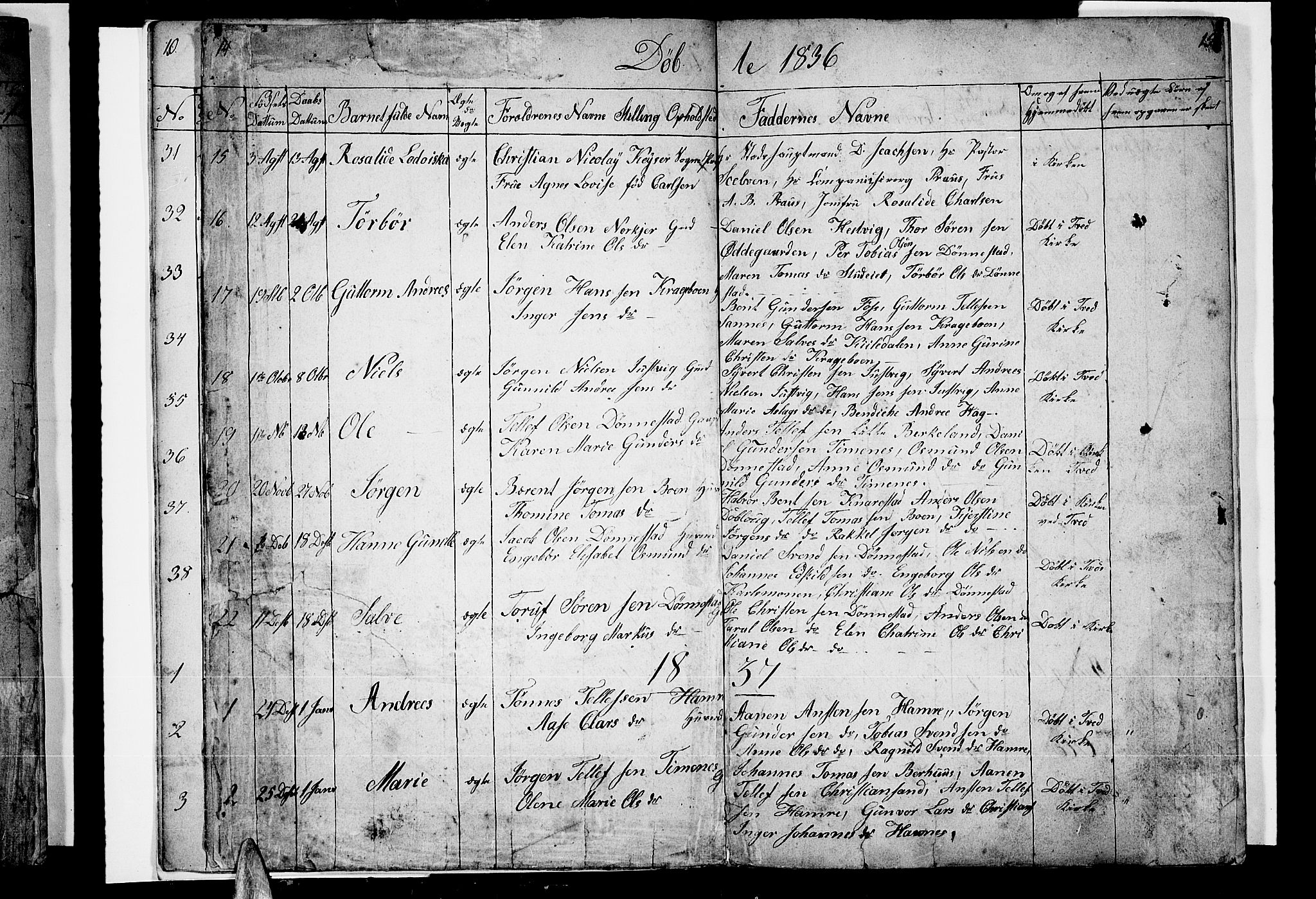 Tveit sokneprestkontor, AV/SAK-1111-0043/F/Fb/L0002: Parish register (copy) no. B 2, 1835-1854, p. 14-15