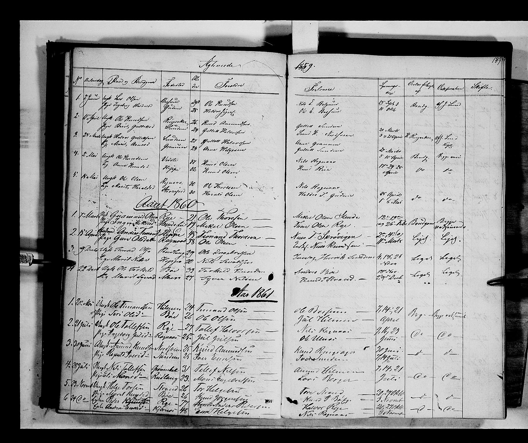Nord-Aurdal prestekontor, SAH/PREST-132/H/Ha/Haa/L0006: Parish register (official) no. 6, 1842-1863, p. 189