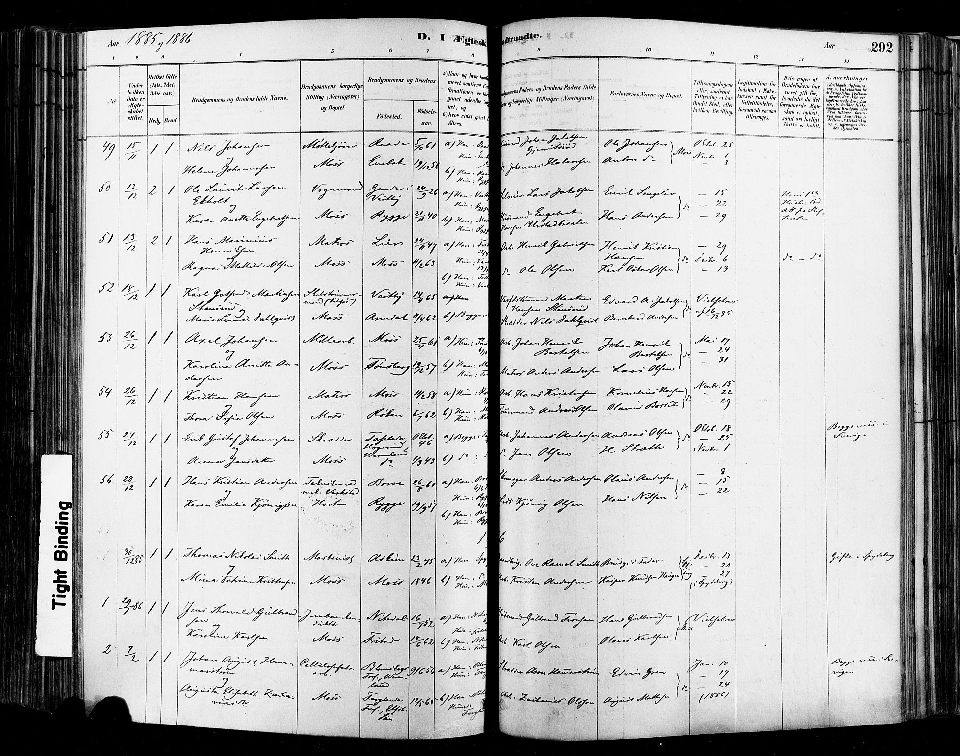 Moss prestekontor Kirkebøker, SAO/A-2003/F/Fb/L0001: Parish register (official) no. II 1, 1878-1886, p. 292