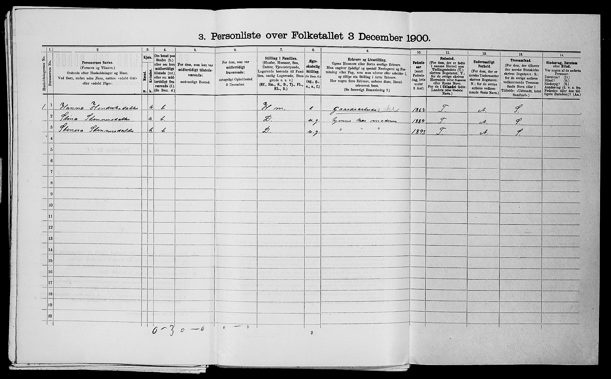 SAST, 1900 census for Jelsa, 1900, p. 382