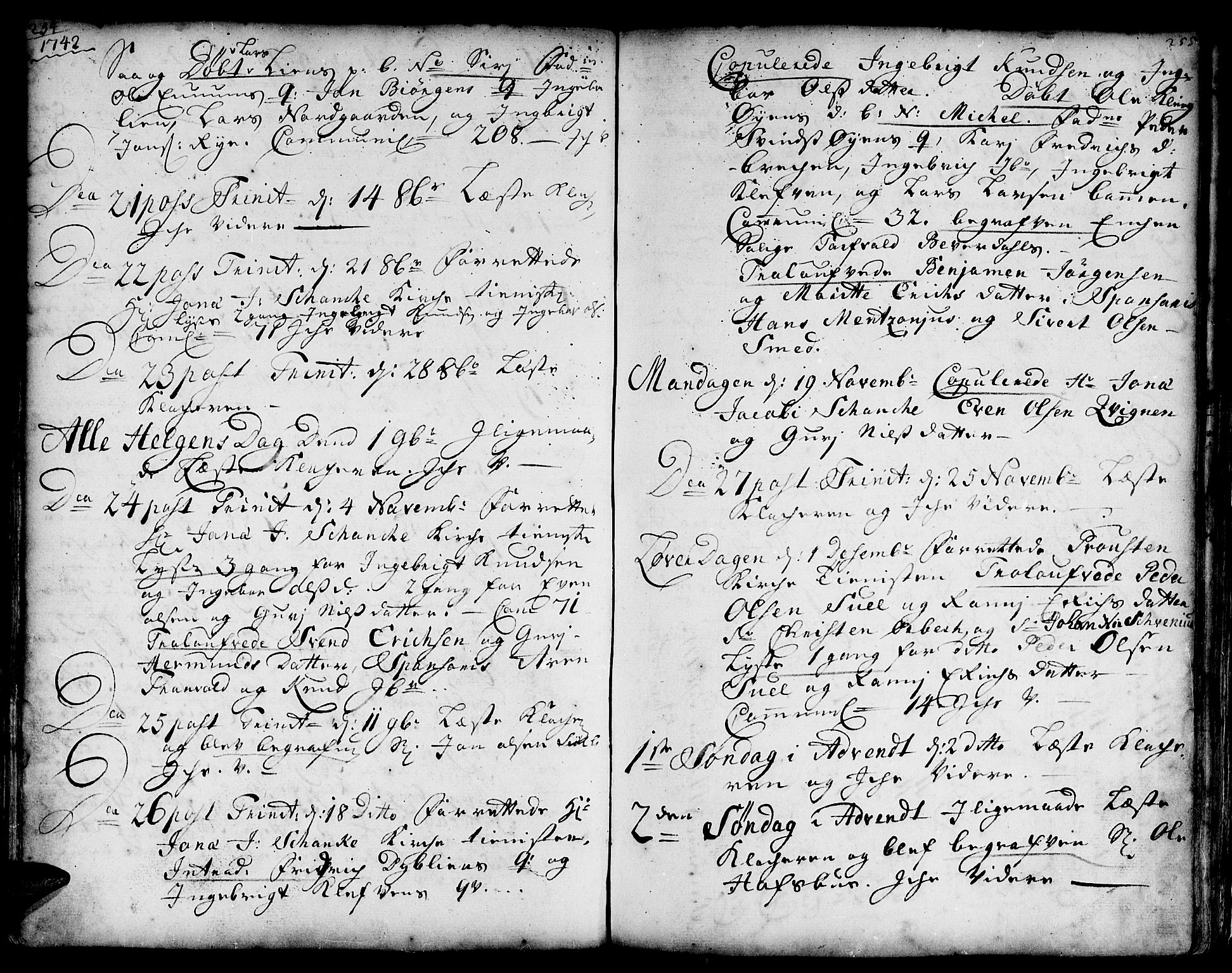 Ministerialprotokoller, klokkerbøker og fødselsregistre - Sør-Trøndelag, AV/SAT-A-1456/671/L0839: Parish register (official) no. 671A01, 1730-1755, p. 254-255