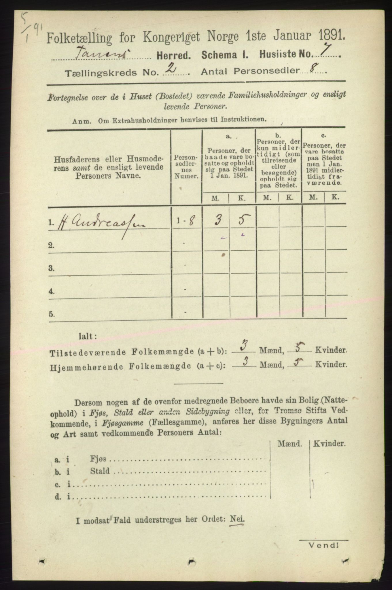 RA, 1891 census for 2025 Tana, 1891, p. 648