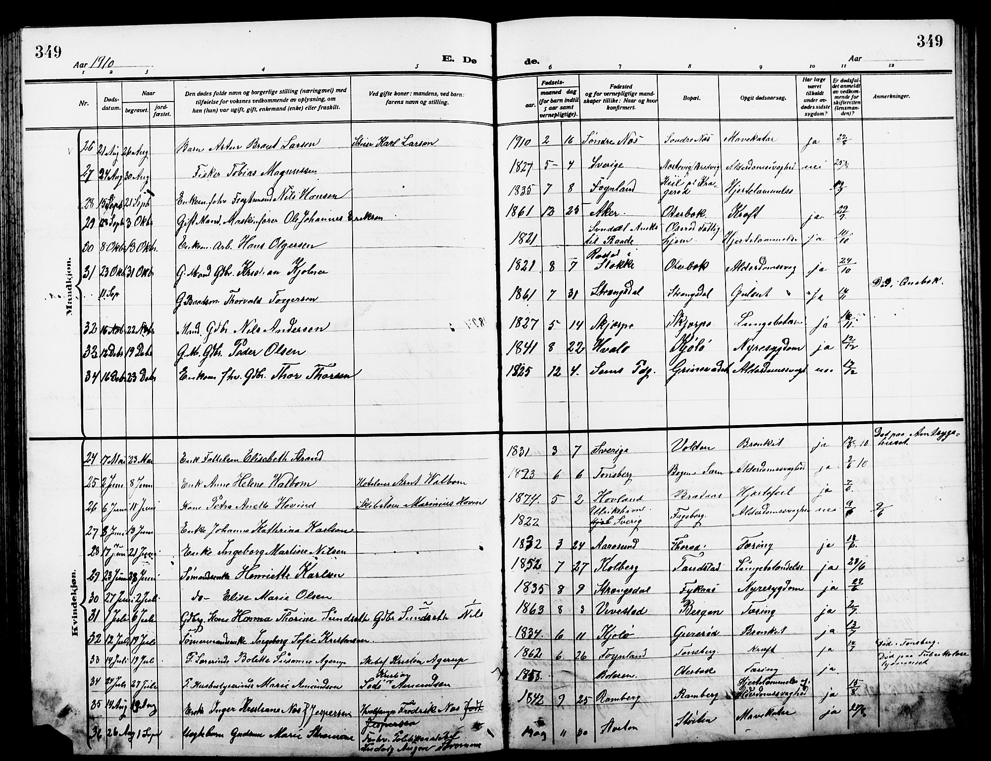 Nøtterøy kirkebøker, AV/SAKO-A-354/G/Ga/L0005: Parish register (copy) no. I 5, 1910-1924, p. 349