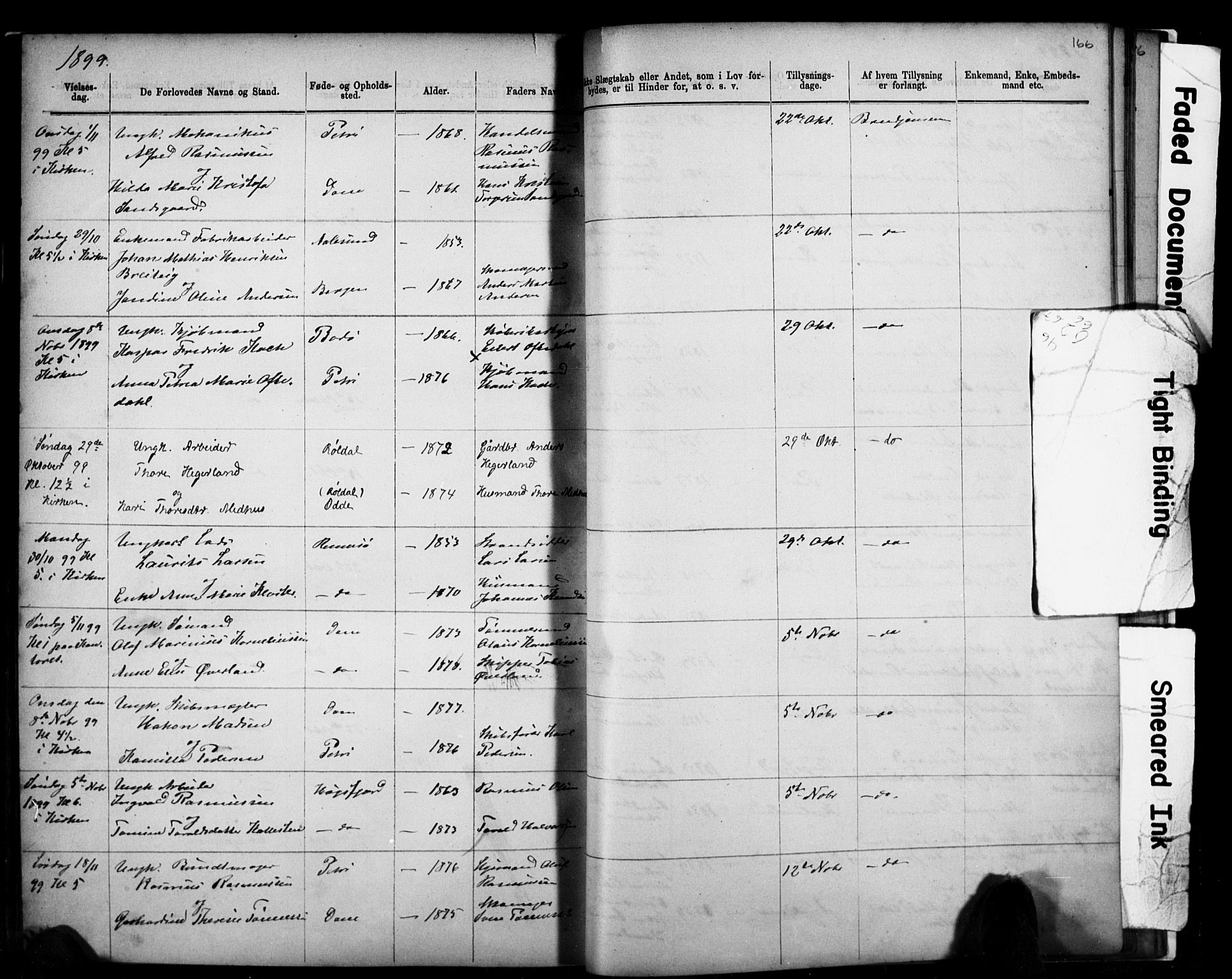 Domkirken sokneprestkontor, SAST/A-101812/001/30/30BB/L0014: Parish register (copy) no. B 14, 1875-1902, p. 166