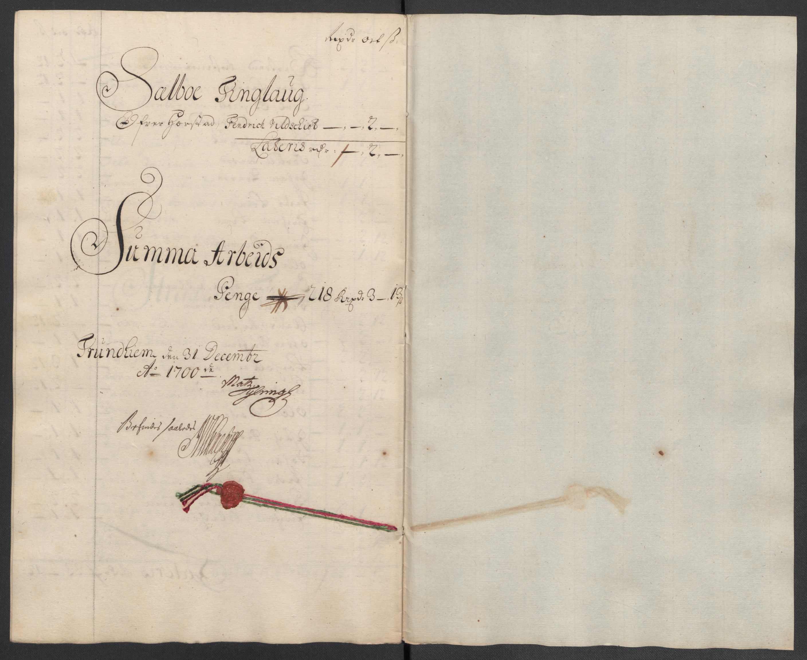 Rentekammeret inntil 1814, Reviderte regnskaper, Fogderegnskap, AV/RA-EA-4092/R61/L4107: Fogderegnskap Strinda og Selbu, 1698-1700, p. 385