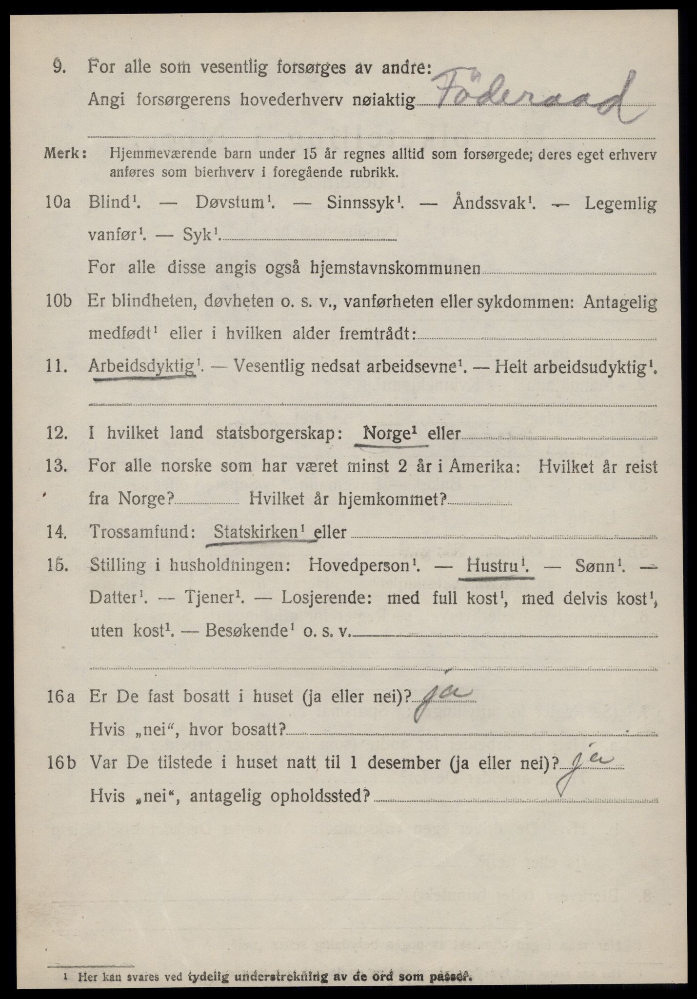 SAT, 1920 census for Vatne, 1920, p. 1767