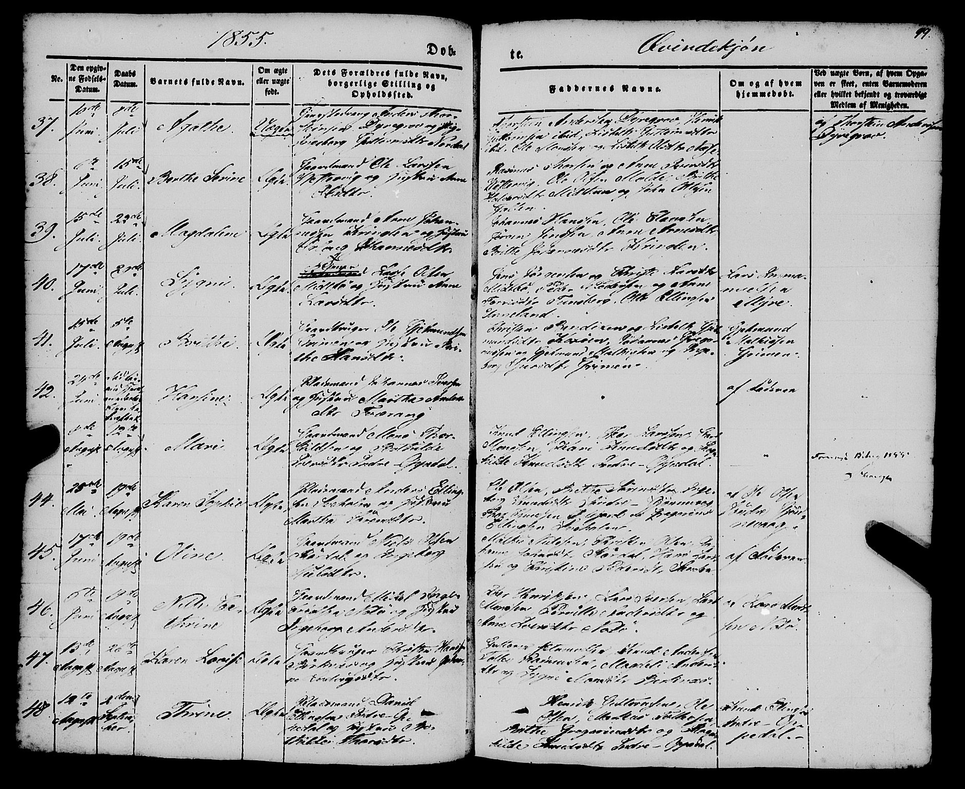 Gulen sokneprestembete, AV/SAB-A-80201/H/Haa/Haaa/L0021: Parish register (official) no. A 21, 1848-1858, p. 99