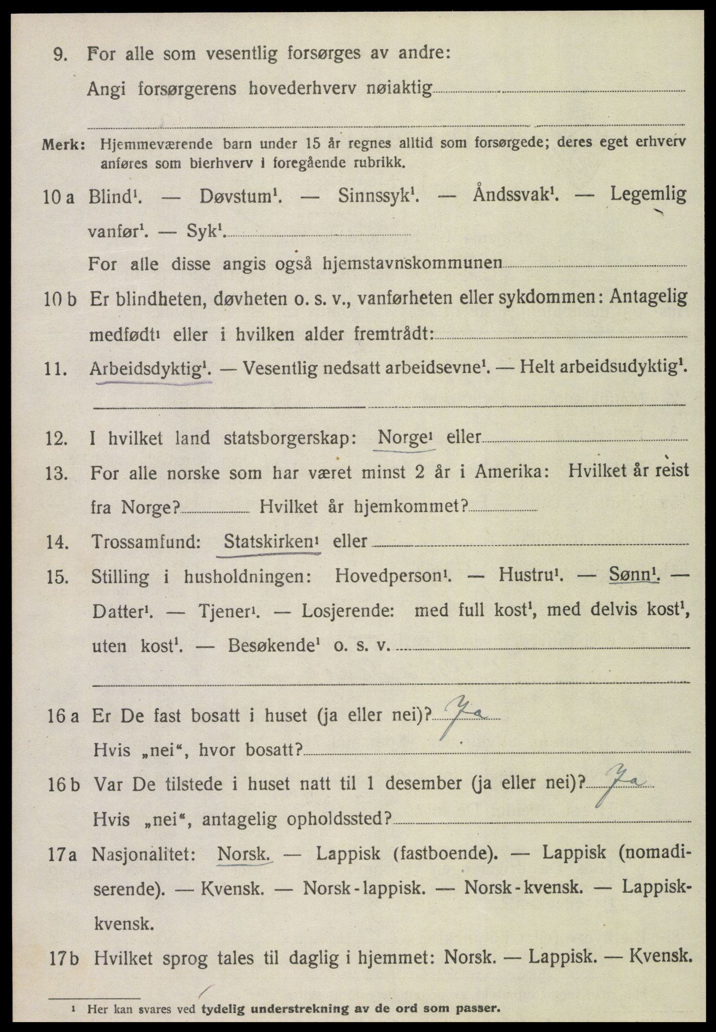 SAT, 1920 census for Overhalla, 1920, p. 4911