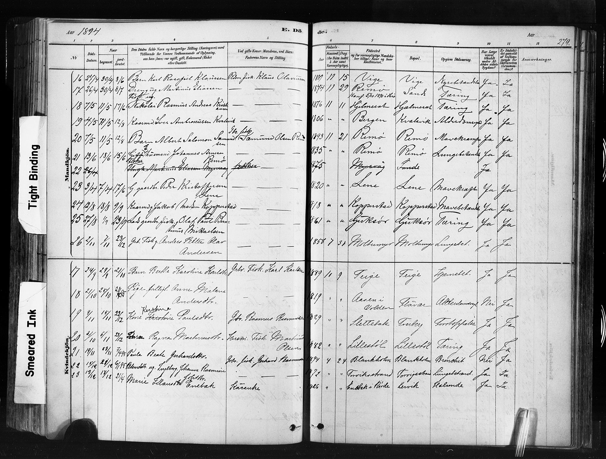 Ministerialprotokoller, klokkerbøker og fødselsregistre - Møre og Romsdal, AV/SAT-A-1454/507/L0073: Parish register (official) no. 507A08, 1878-1904, p. 279