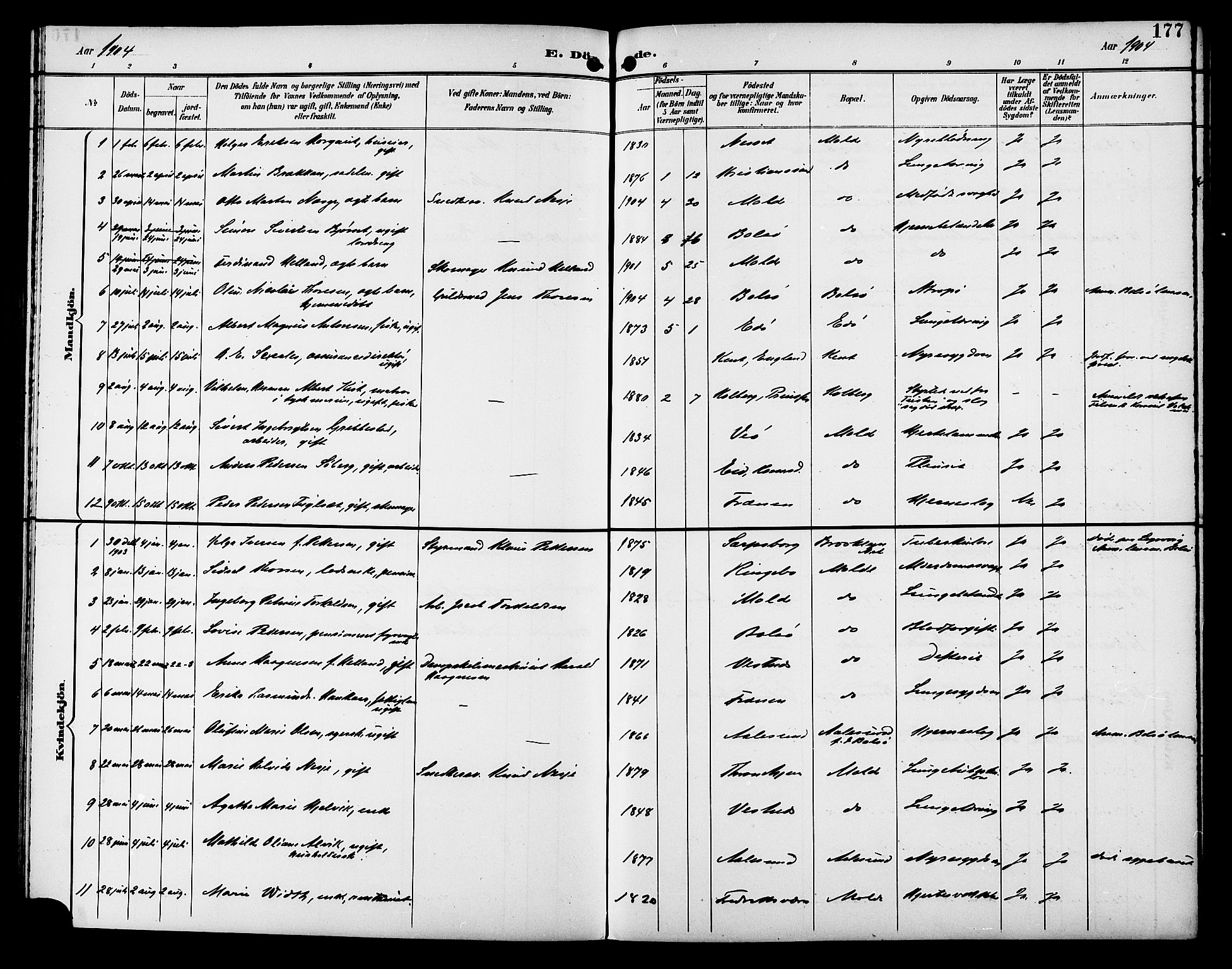 Ministerialprotokoller, klokkerbøker og fødselsregistre - Møre og Romsdal, SAT/A-1454/558/L0702: Parish register (copy) no. 558C03, 1894-1915, p. 177