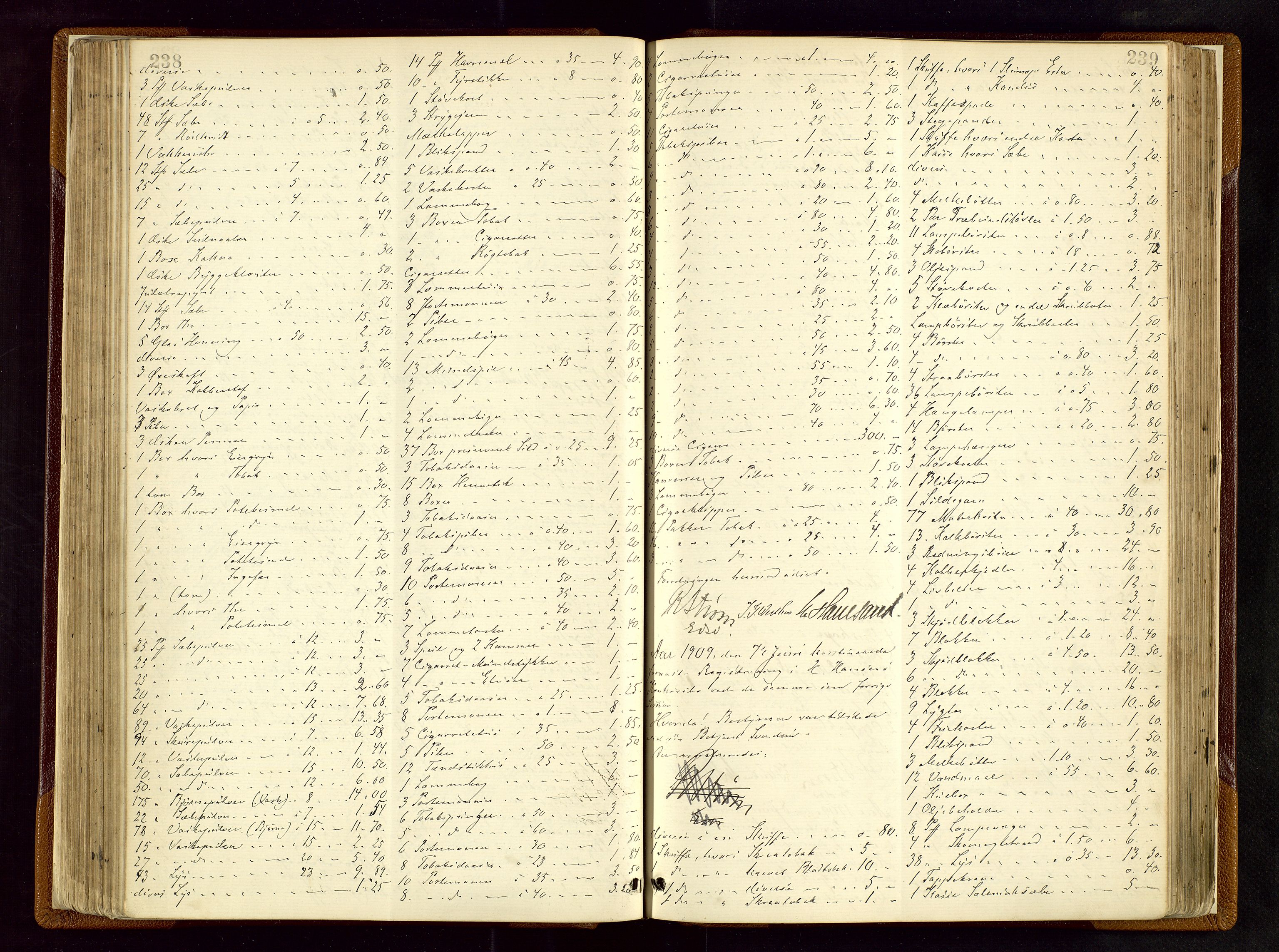 Haugesund tingrett, AV/SAST-A-101415/01/IV/IVB/L0003: Skifteregistreringsprotokoll, med register, 1898-1914, p. 238-239