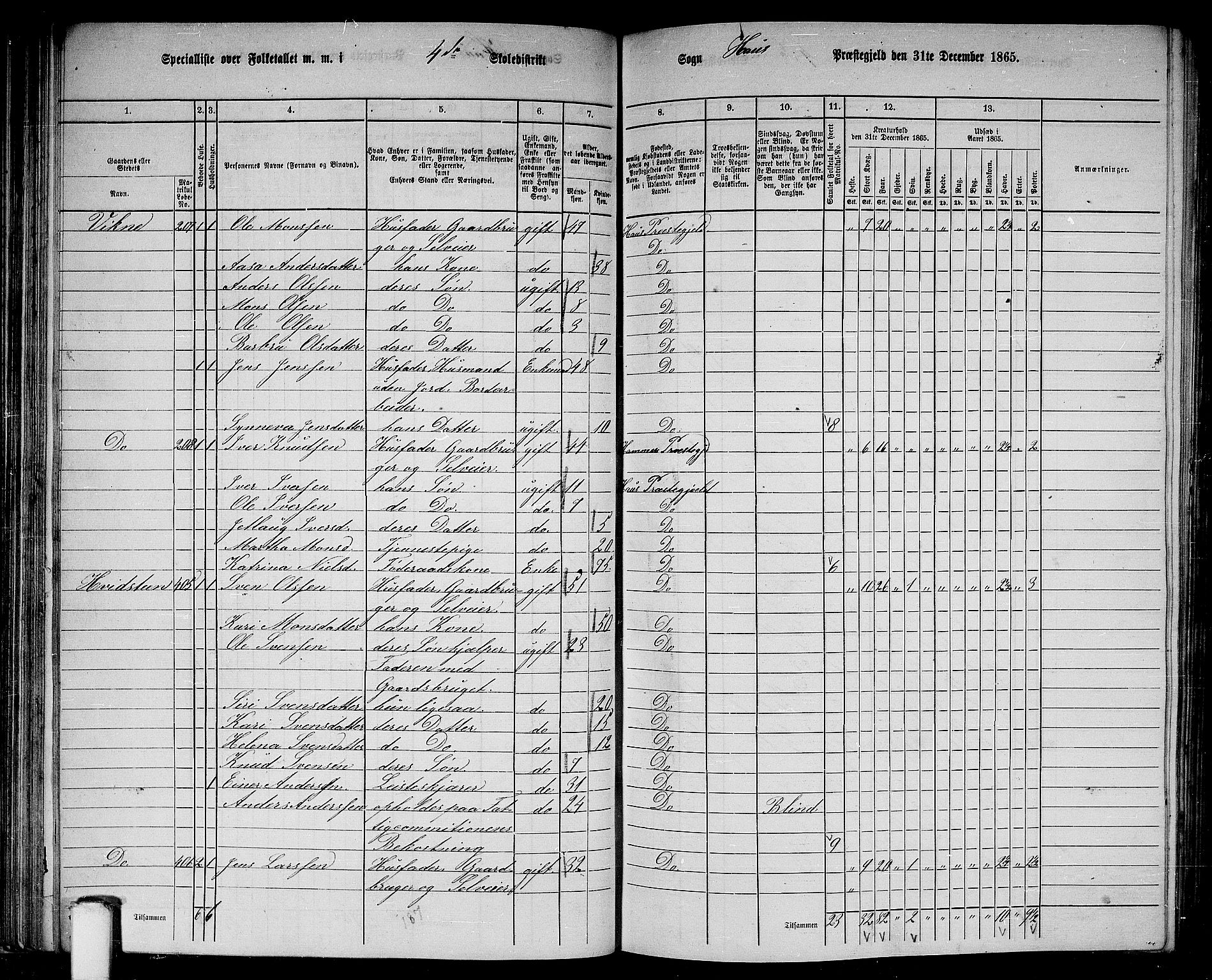 RA, 1865 census for Haus, 1865, p. 82