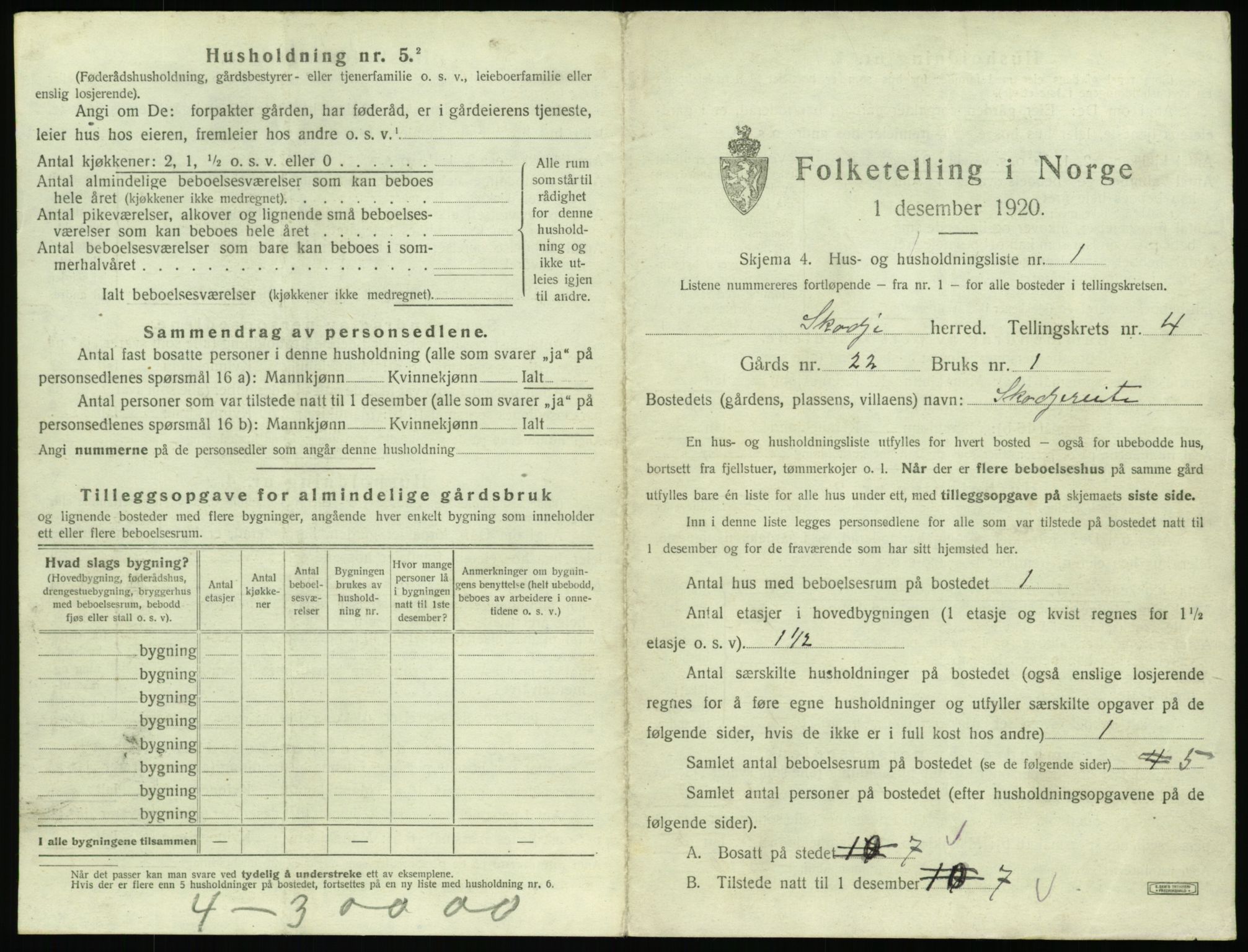 SAT, 1920 census for Skodje, 1920, p. 255