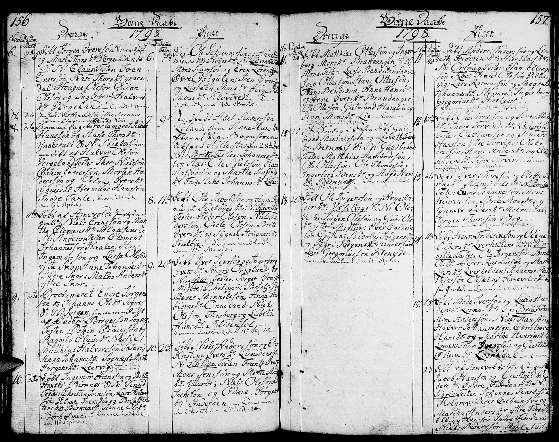 Gulen sokneprestembete, SAB/A-80201/H/Haa/Haaa/L0015: Parish register (official) no. A 15, 1788-1798, p. 156-157