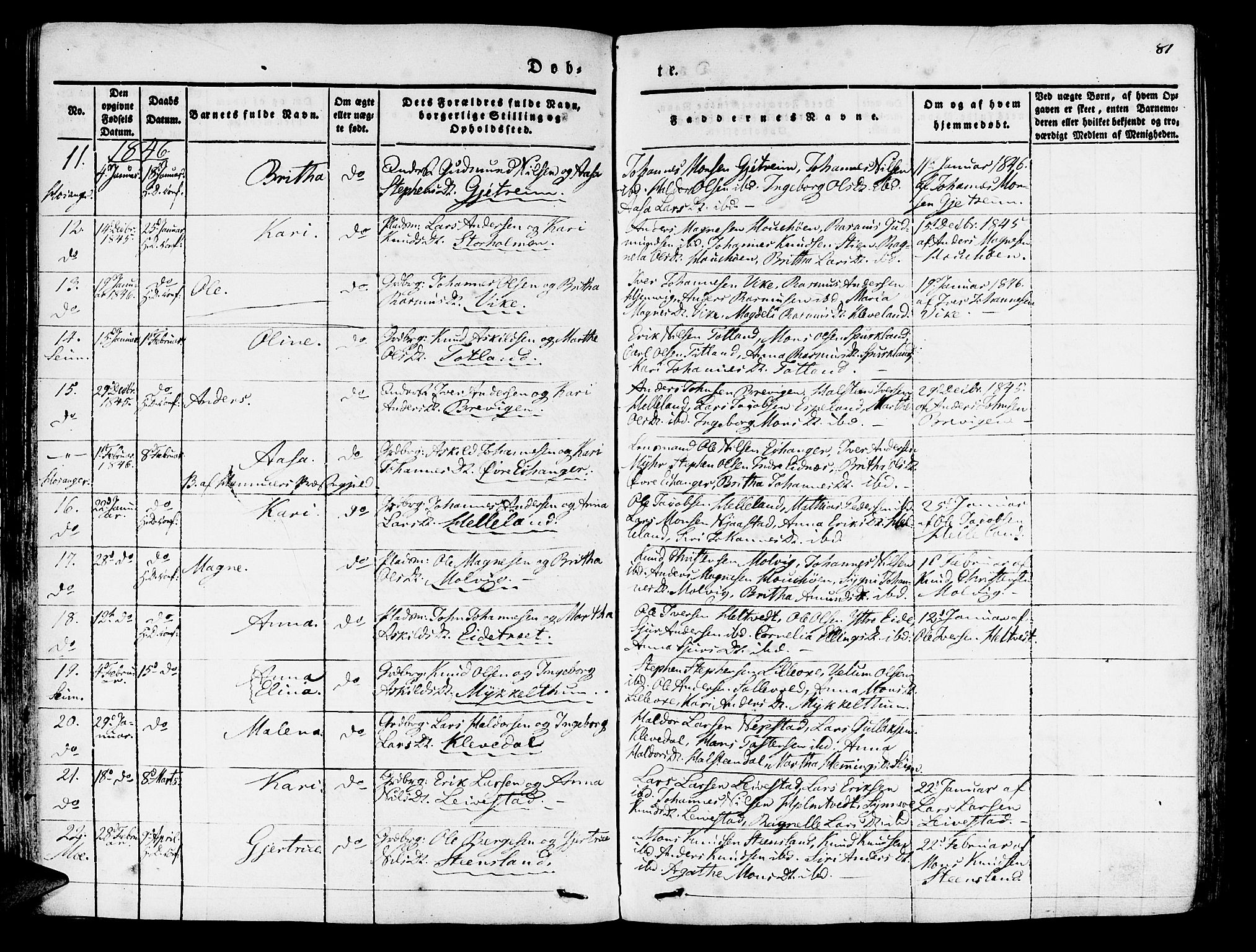 Hosanger sokneprestembete, SAB/A-75801/H/Haa: Parish register (official) no. A 7, 1835-1848, p. 81