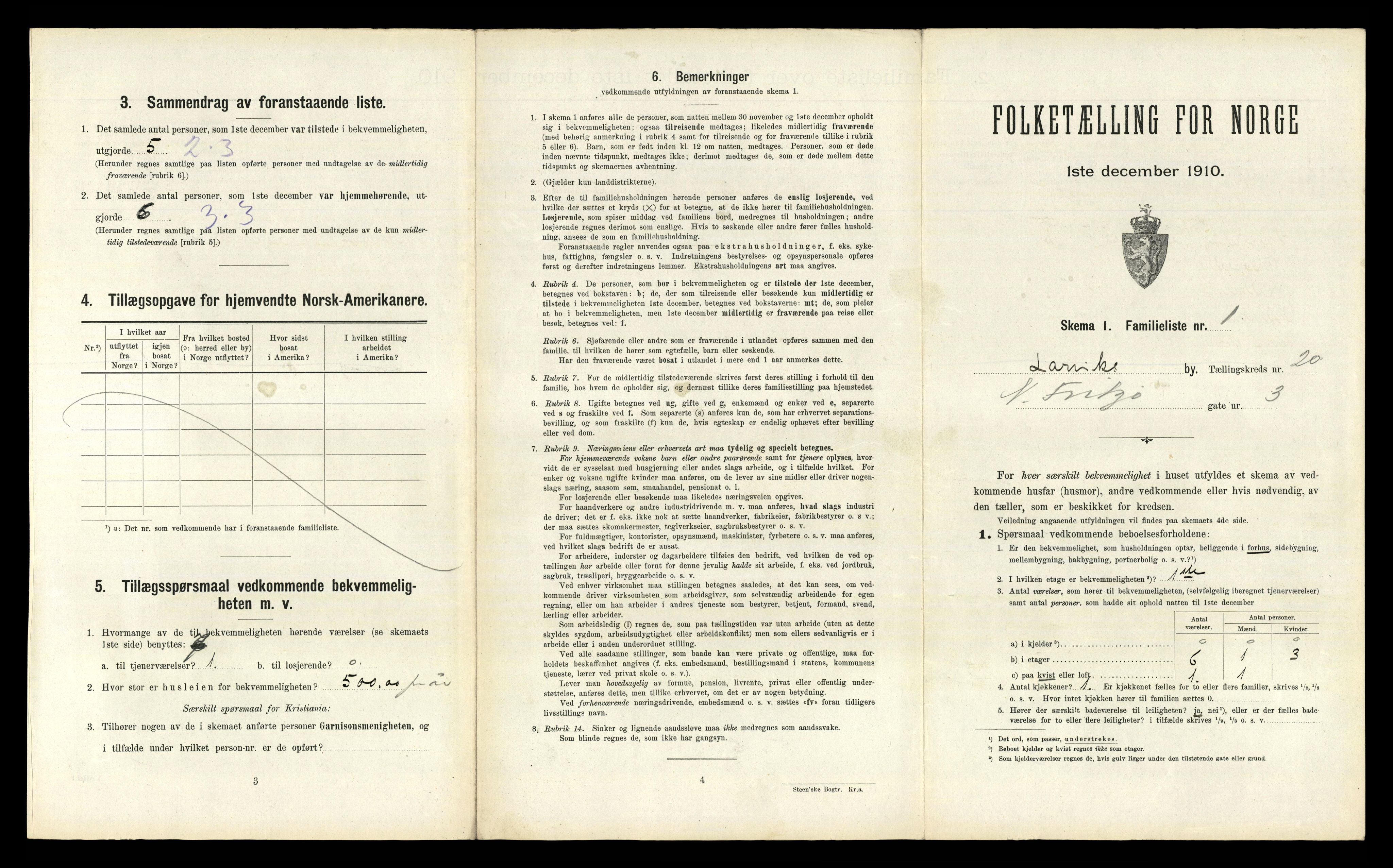 RA, 1910 census for Larvik, 1910, p. 6663