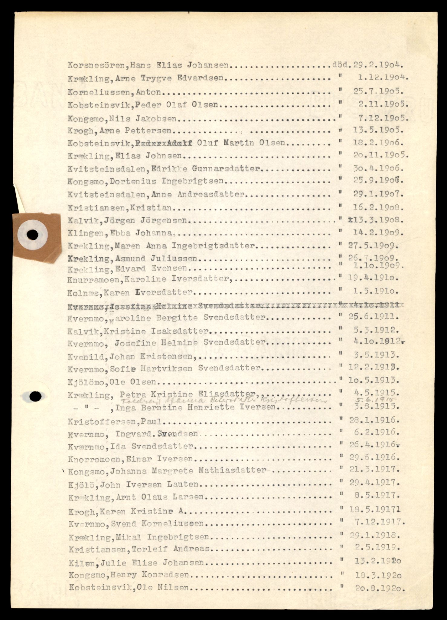 Nærøy lensmannskontor, SAT/A-6264/Ga/L0005: Mappe, Dødsfallsregister A - L, 1904-1991, p. 45