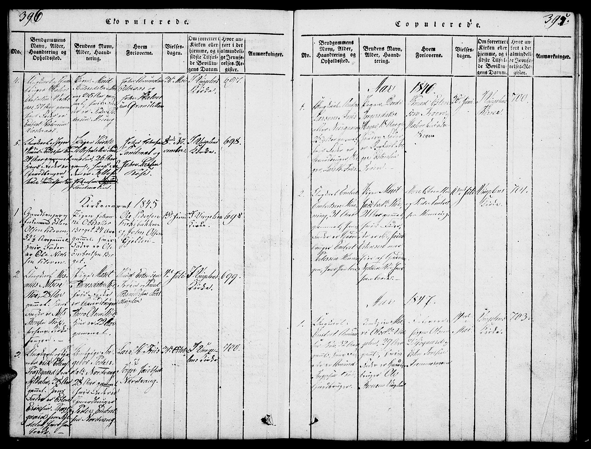 Tolga prestekontor, SAH/PREST-062/L/L0003: Parish register (copy) no. 3, 1815-1862, p. 396-397