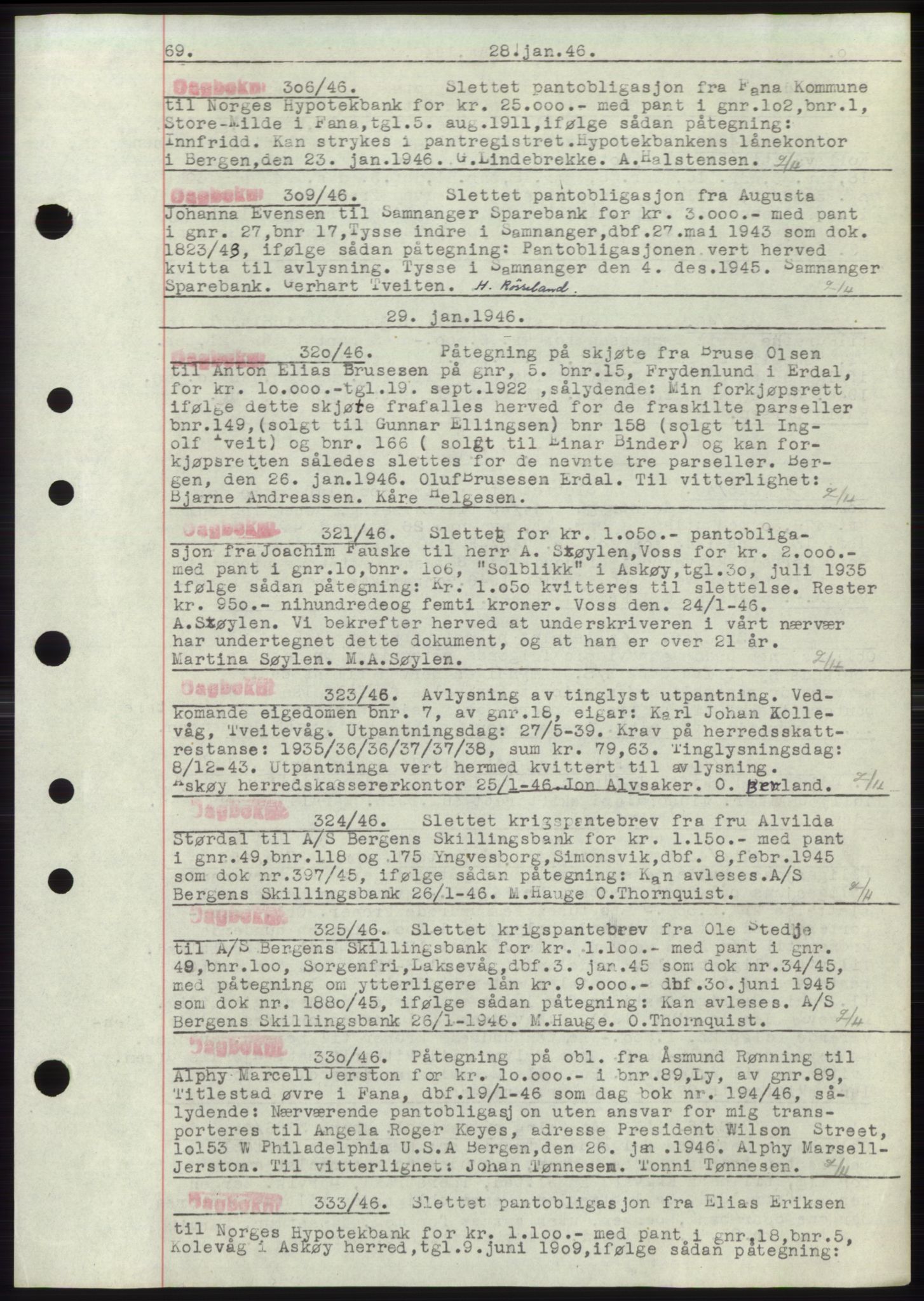 Midhordland sorenskriveri, AV/SAB-A-3001/1/G/Gb/Gbp/L0004: Mortgage book no. C3b, 1946-1949, Diary no: : 306/1946