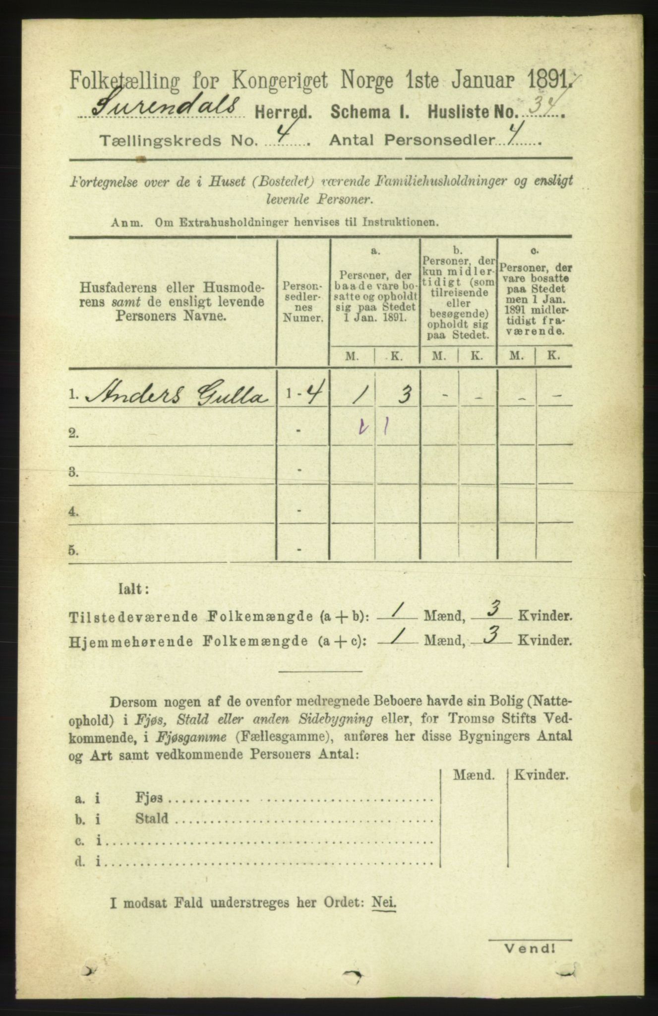 RA, 1891 census for 1566 Surnadal, 1891, p. 1056