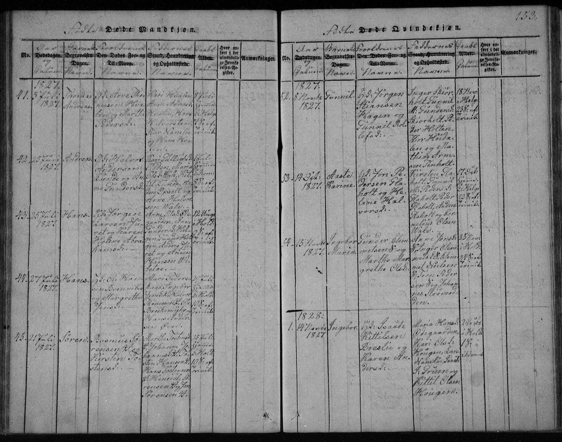 Holla kirkebøker, AV/SAKO-A-272/F/Fa/L0003: Parish register (official) no. 3, 1815-1830, p. 153