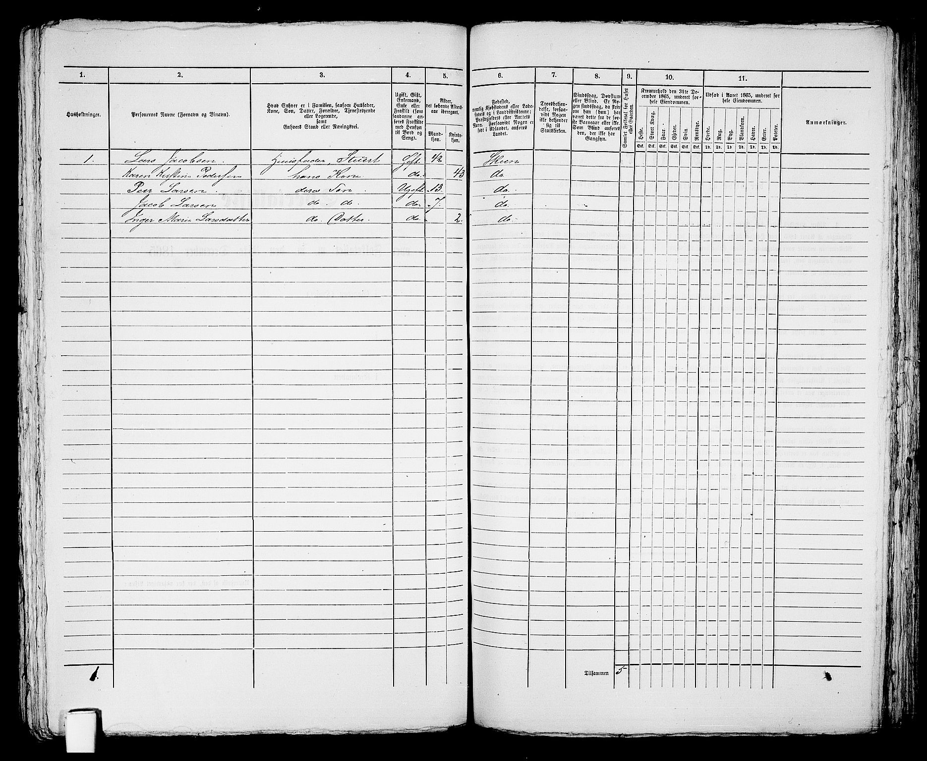 RA, 1865 census for Skien, 1865, p. 687