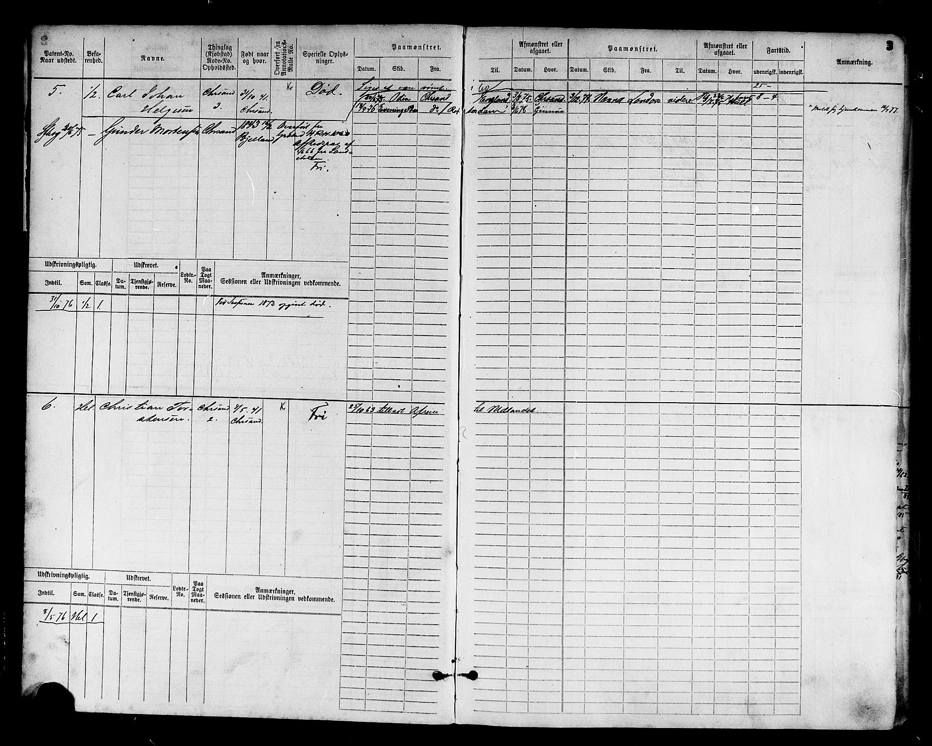 Kristiansand mønstringskrets, AV/SAK-2031-0015/F/Fb/L0003: Hovedrulle nr 1-762, I-10, 1860-1911, p. 8