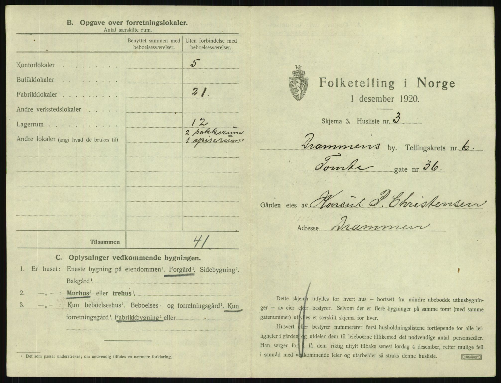 SAKO, 1920 census for Drammen, 1920, p. 2670