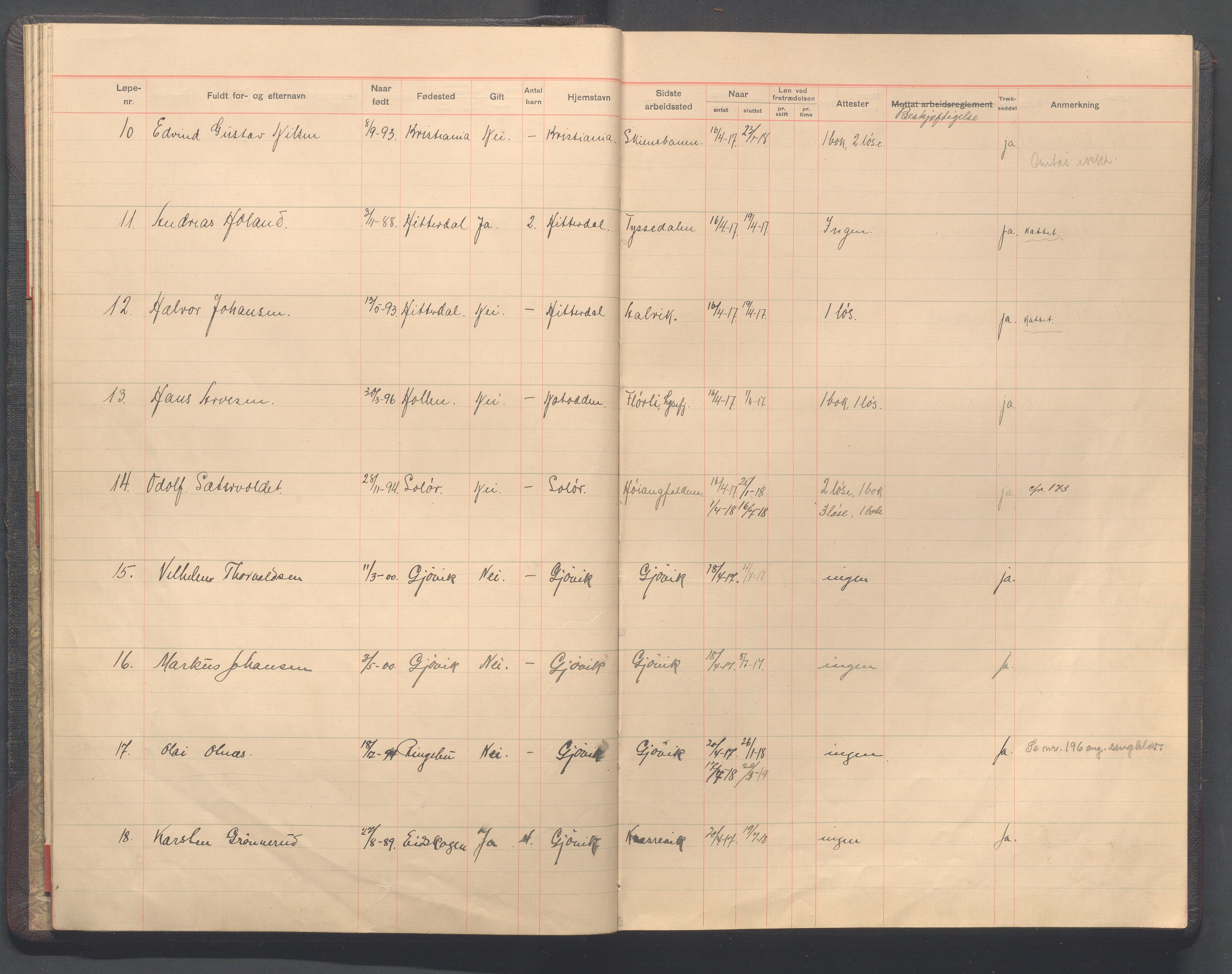 Sokndal kommune- PA 5 The Jøssingfjord Manufacturing Co. A/S, IKAR/K-101210/C/L0001: Journal - arbeidere, 1916-1921, p. 32