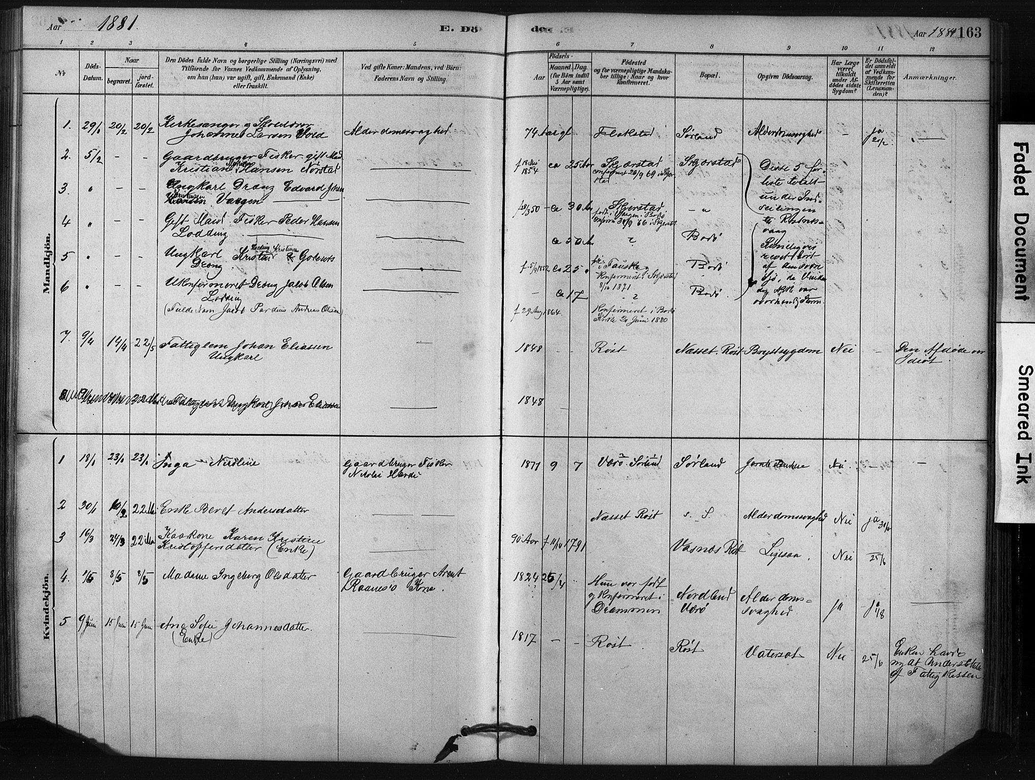 Ministerialprotokoller, klokkerbøker og fødselsregistre - Nordland, AV/SAT-A-1459/807/L0122: Parish register (official) no. 807A05, 1880-1902, p. 163