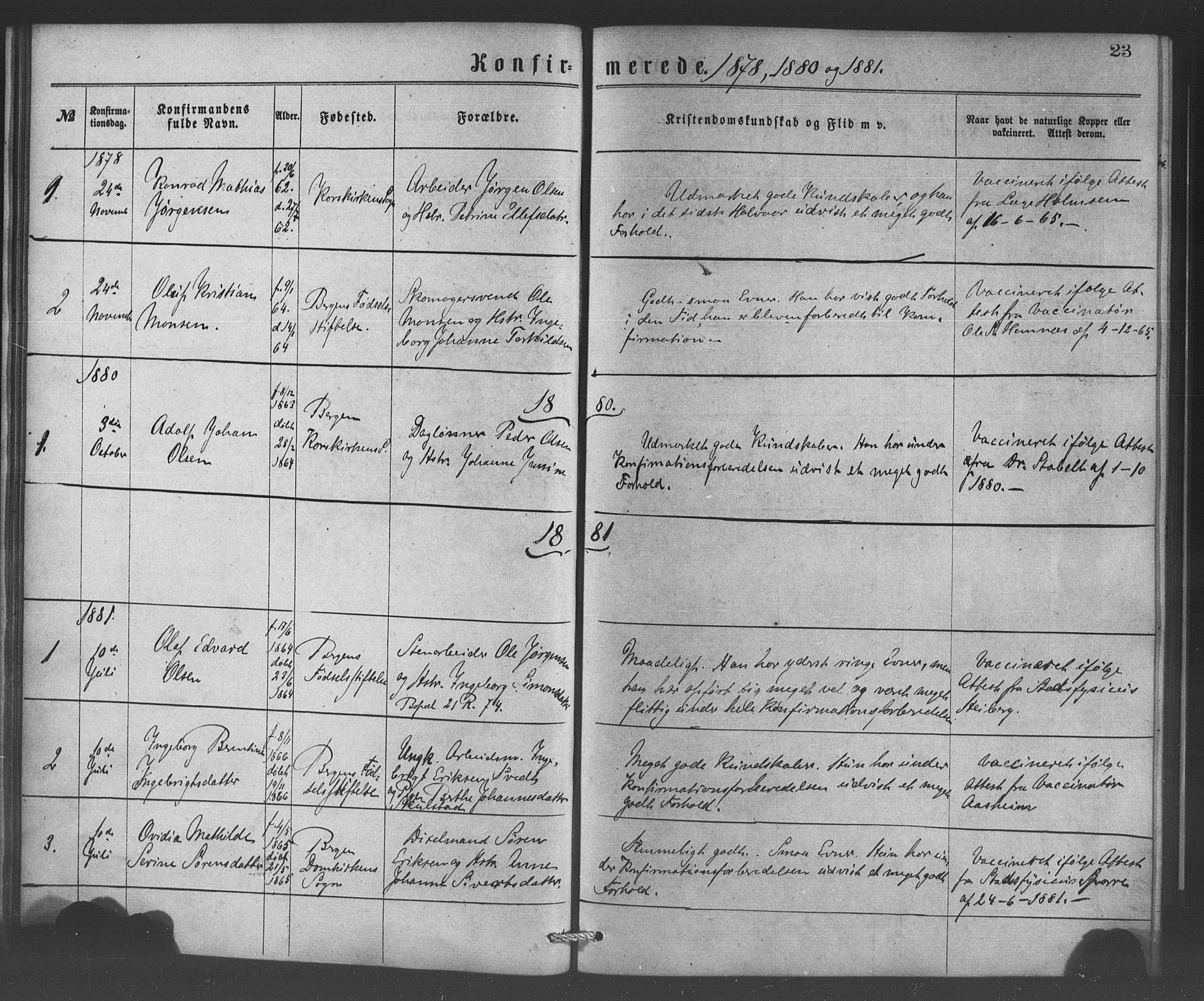 Bergen kommunale pleiehjem - stiftelsespresten, AV/SAB-A-100281: Parish register (official) no. A 1, 1874-1886, p. 23