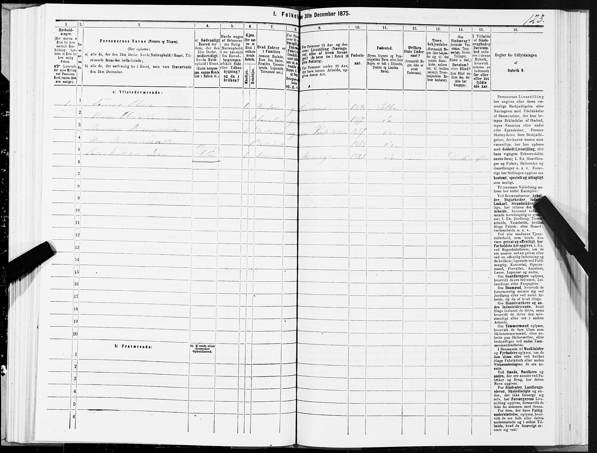 SAT, 1875 census for 1664P Selbu, 1875, p. 5123