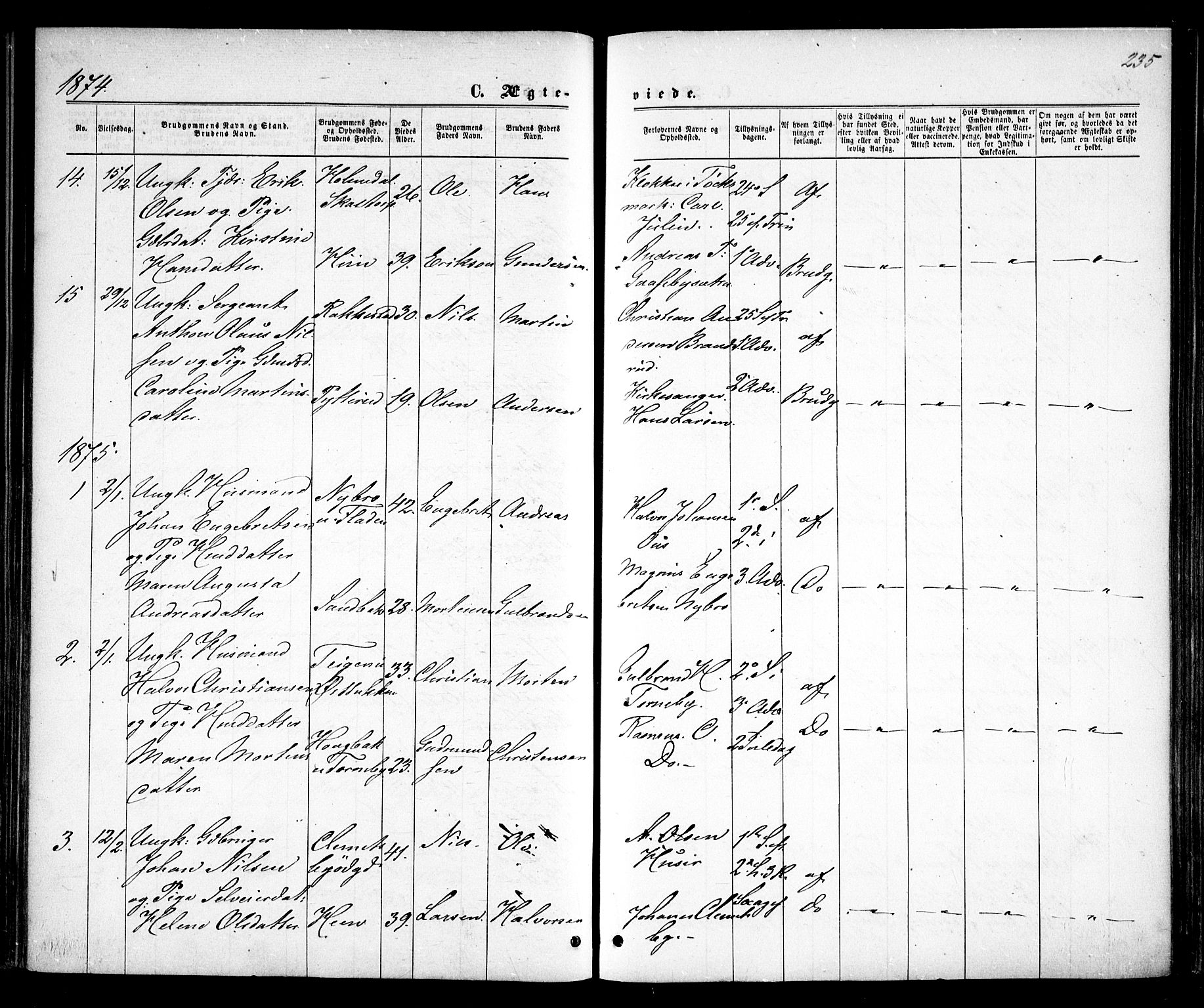 Rødenes prestekontor Kirkebøker, SAO/A-2005/F/Fa/L0008: Parish register (official) no. I 8, 1869-1879, p. 235