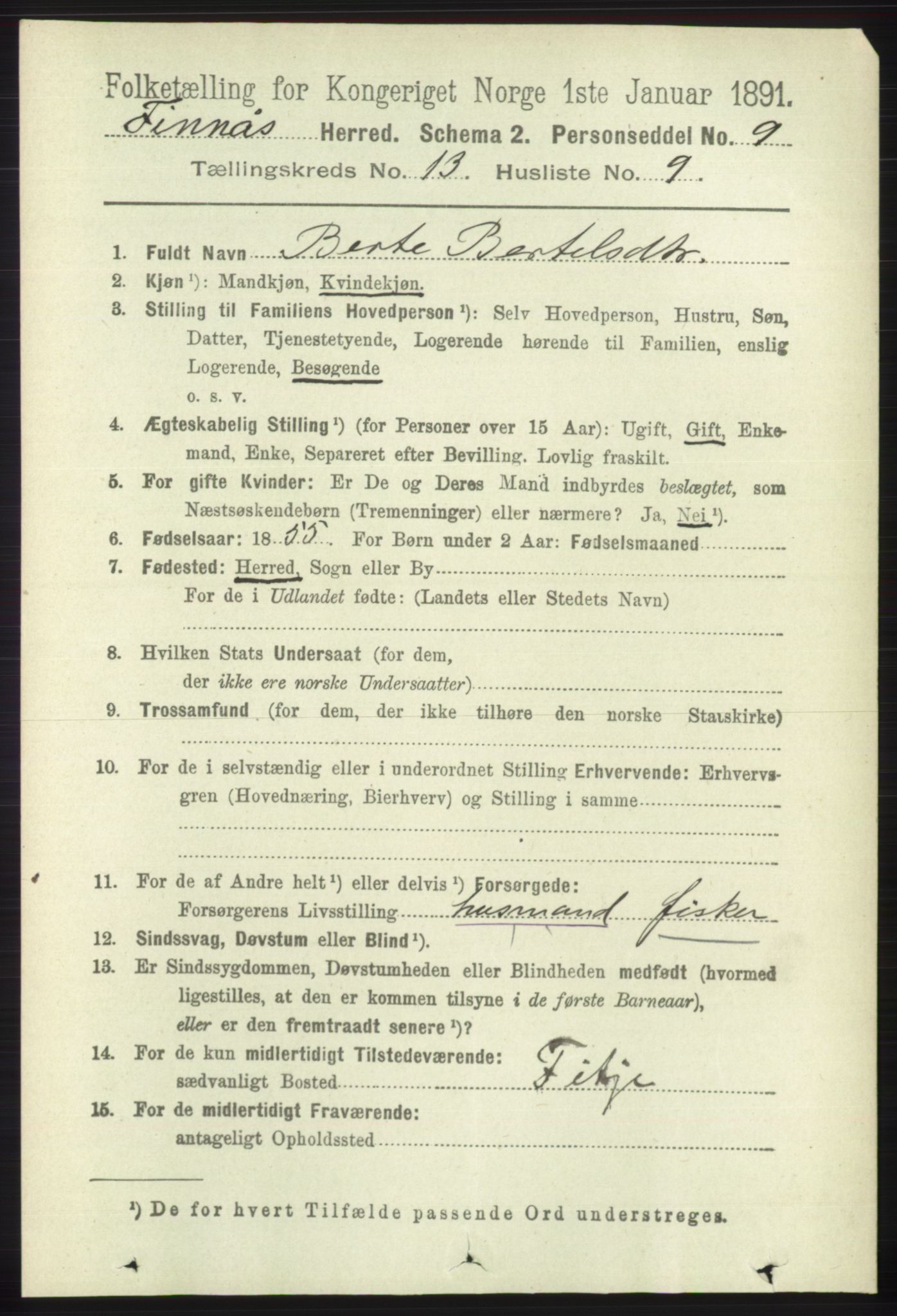 RA, 1891 census for 1218 Finnås, 1891, p. 5654