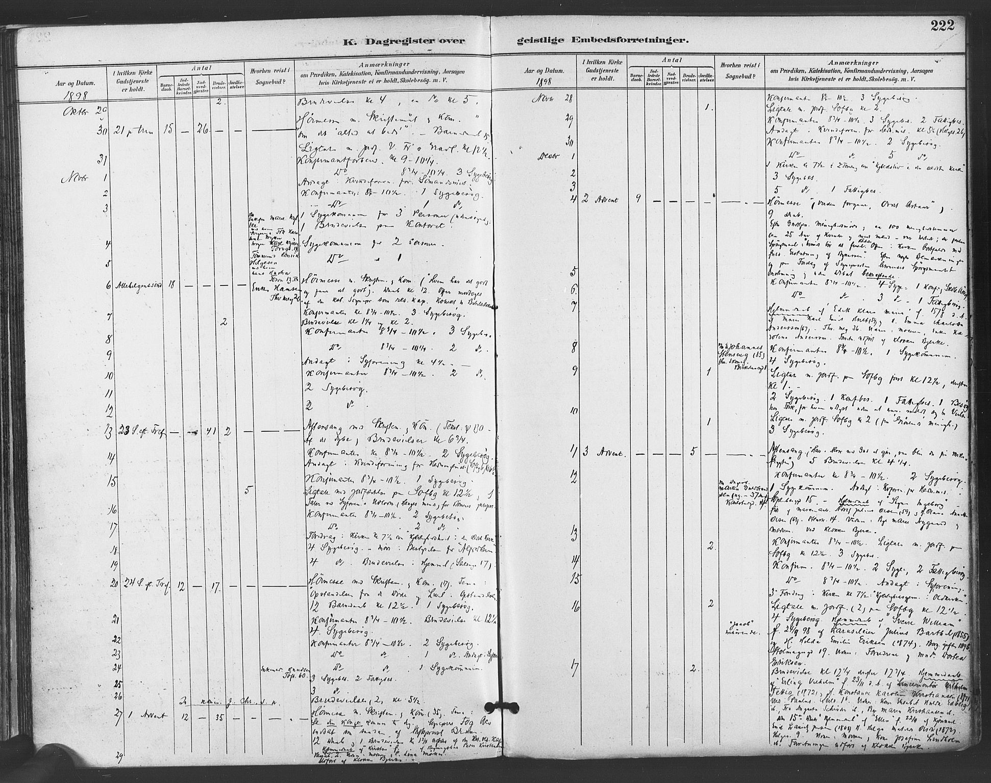 Paulus prestekontor Kirkebøker, AV/SAO-A-10871/F/Fa/L0009: Parish register (official) no. 9, 1891-1901, p. 222