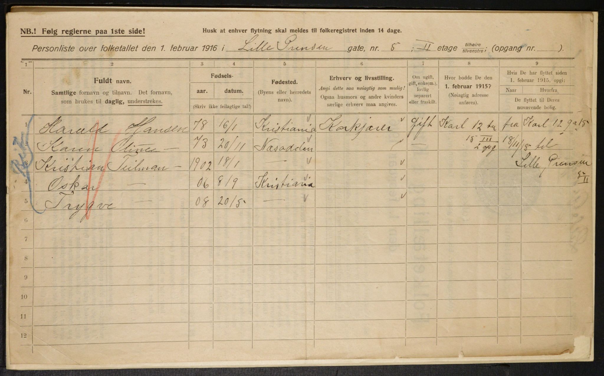 OBA, Municipal Census 1916 for Kristiania, 1916, p. 58862