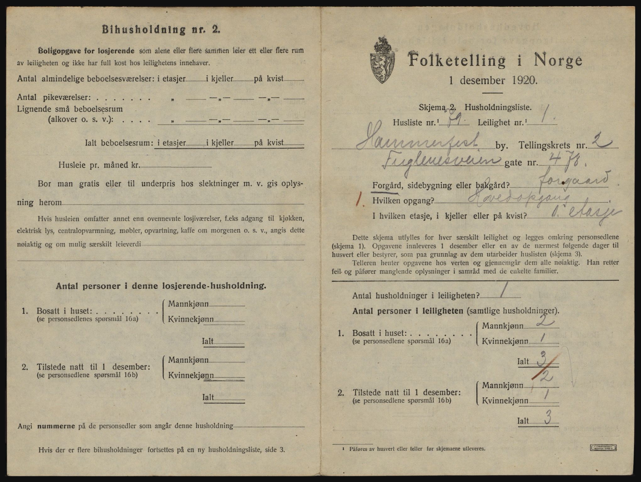 SATØ, 1920 census for Hammerfest, 1920, p. 2092