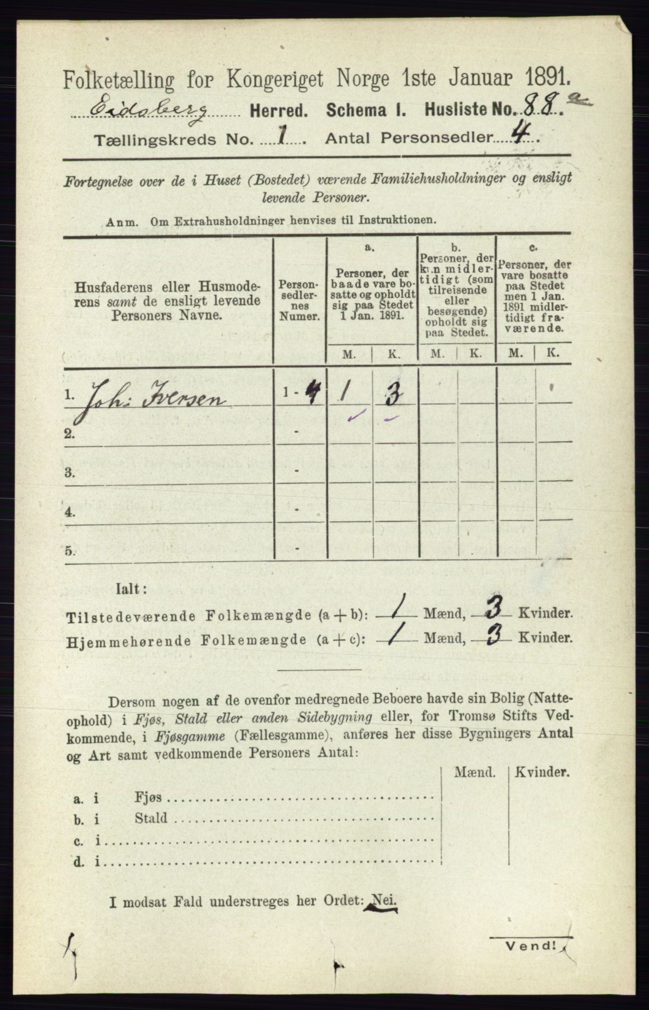 RA, 1891 census for 0125 Eidsberg, 1891, p. 126