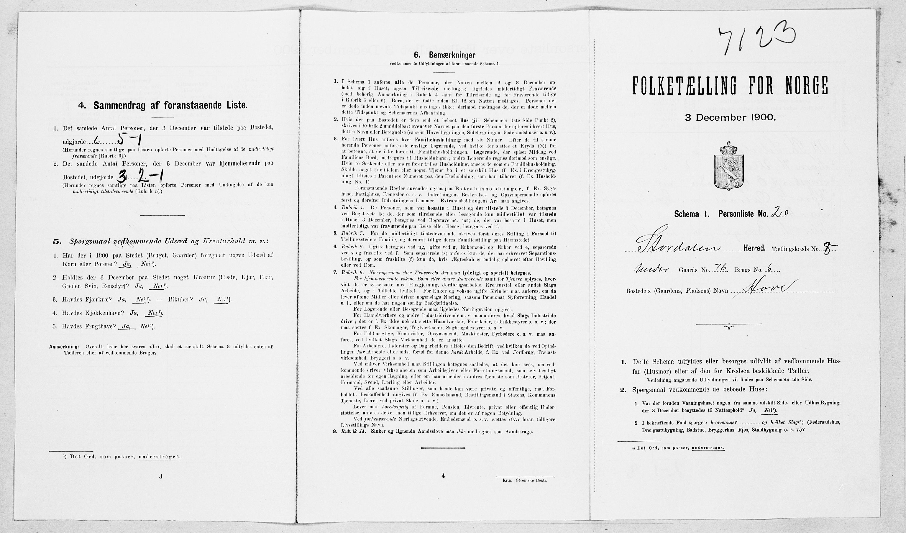 SAT, 1900 census for Stordal, 1900, p. 146