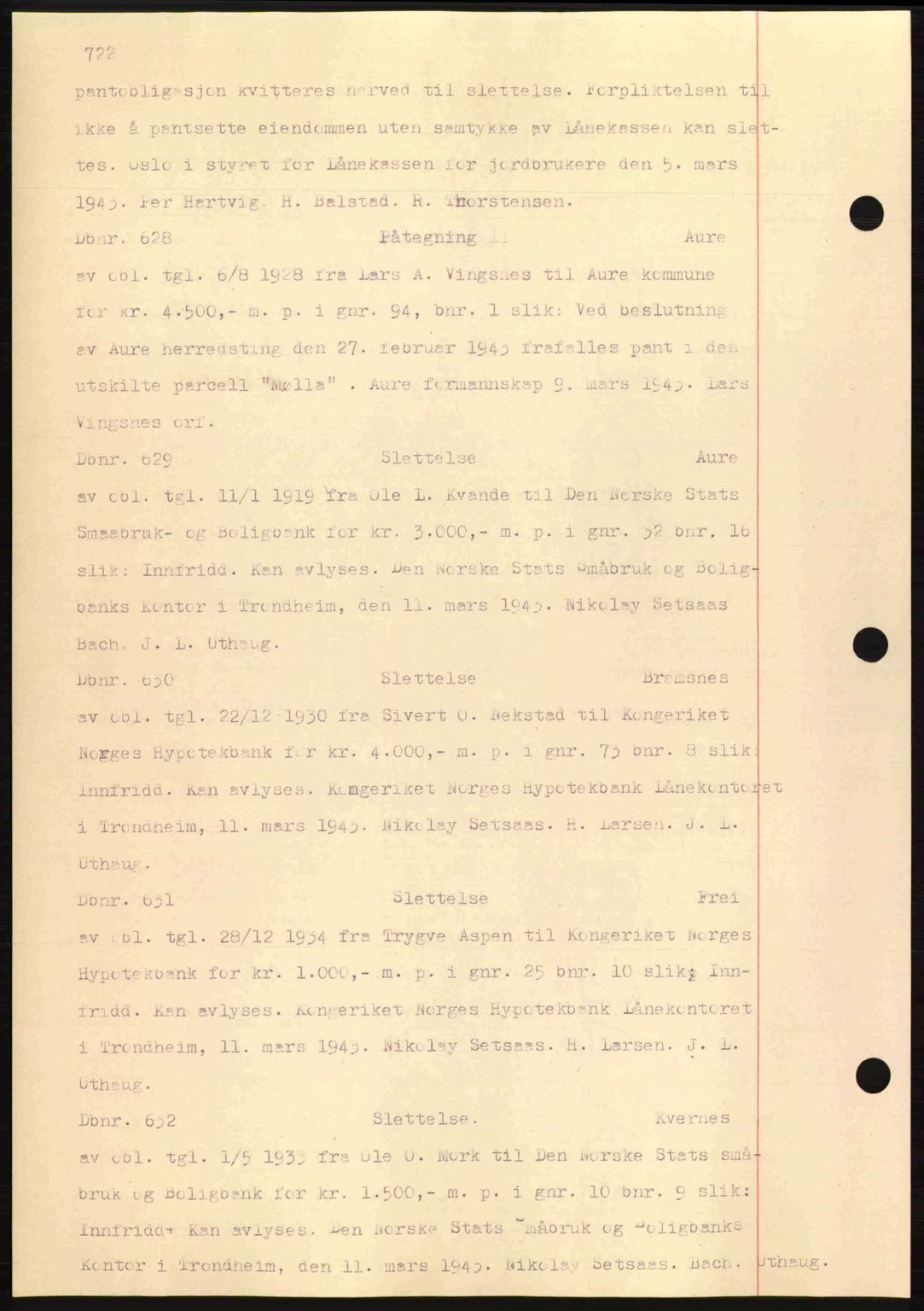 Nordmøre sorenskriveri, AV/SAT-A-4132/1/2/2Ca: Mortgage book no. C81, 1940-1945, Diary no: : 628/1943