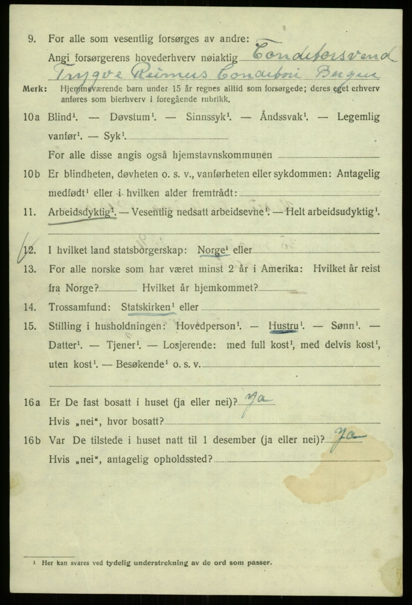 SAB, 1920 census for Bergen, 1920, p. 170149