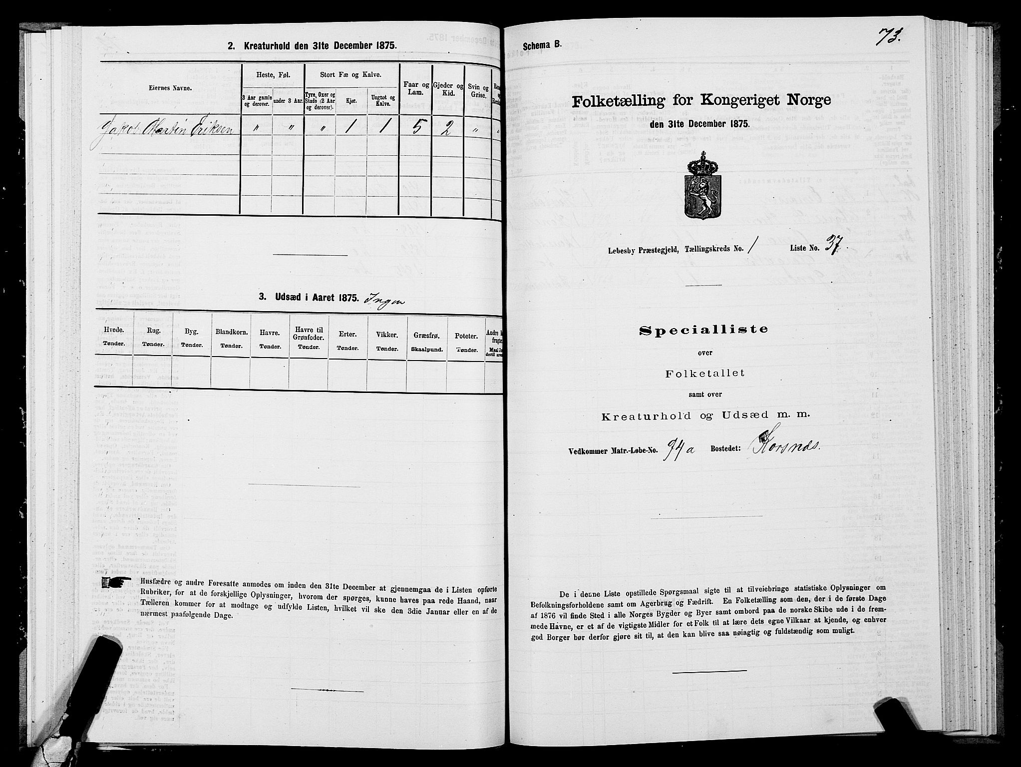 SATØ, 1875 census for 2022P Lebesby, 1875, p. 1073