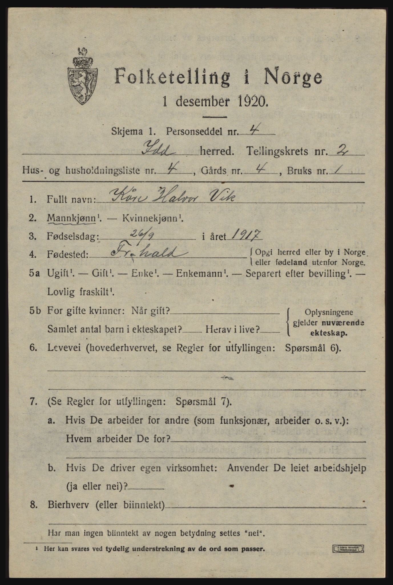 SAO, 1920 census for Idd, 1920, p. 2336