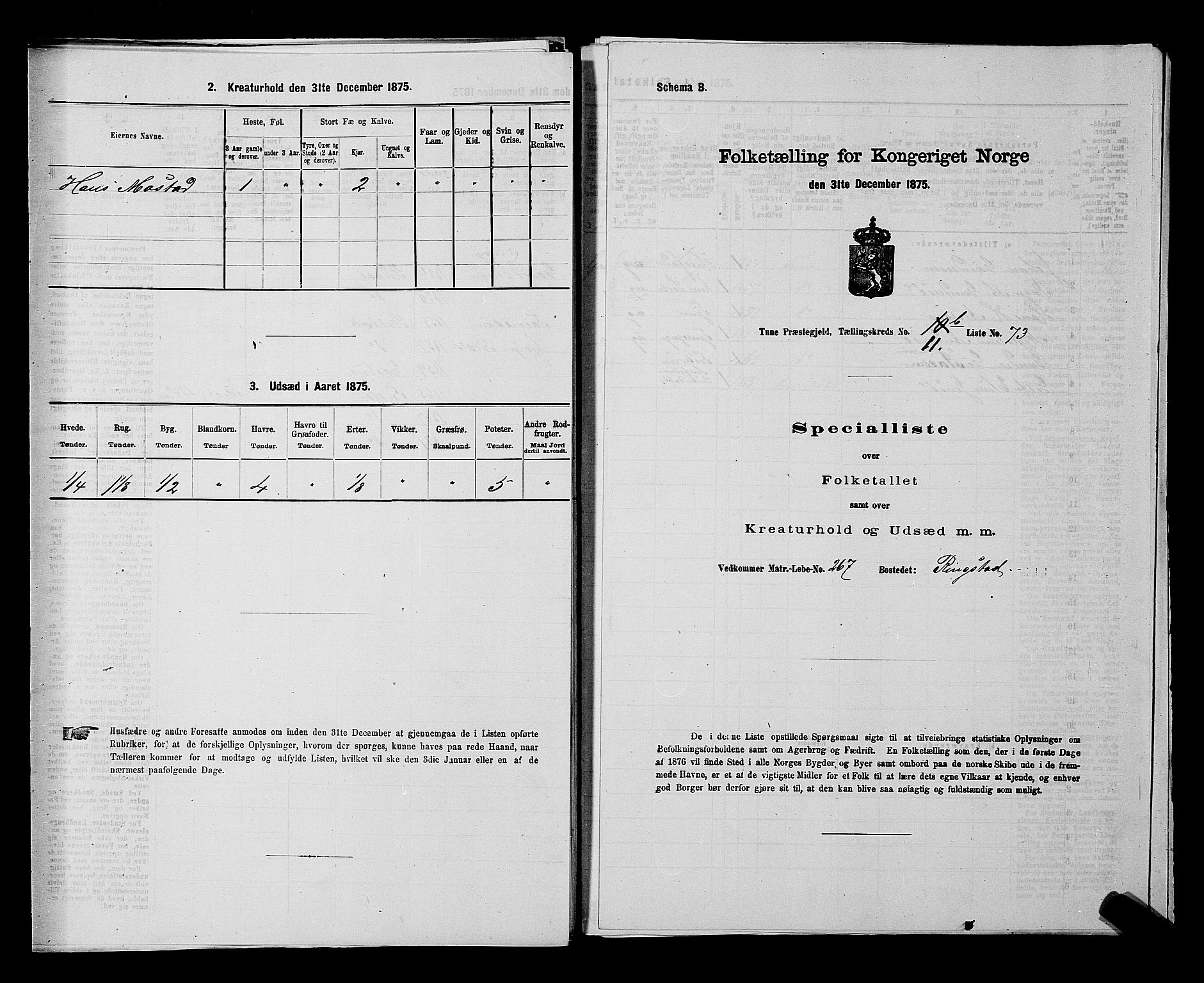 RA, 1875 census for 0130P Tune, 1875, p. 1842