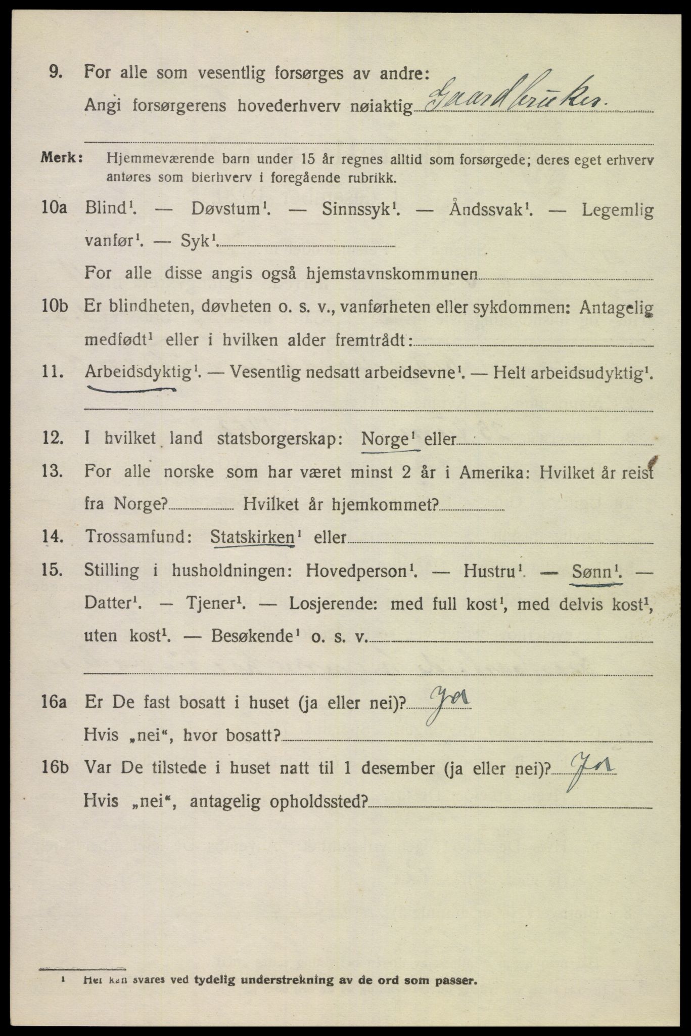 SAK, 1920 census for Kvås, 1920, p. 1187