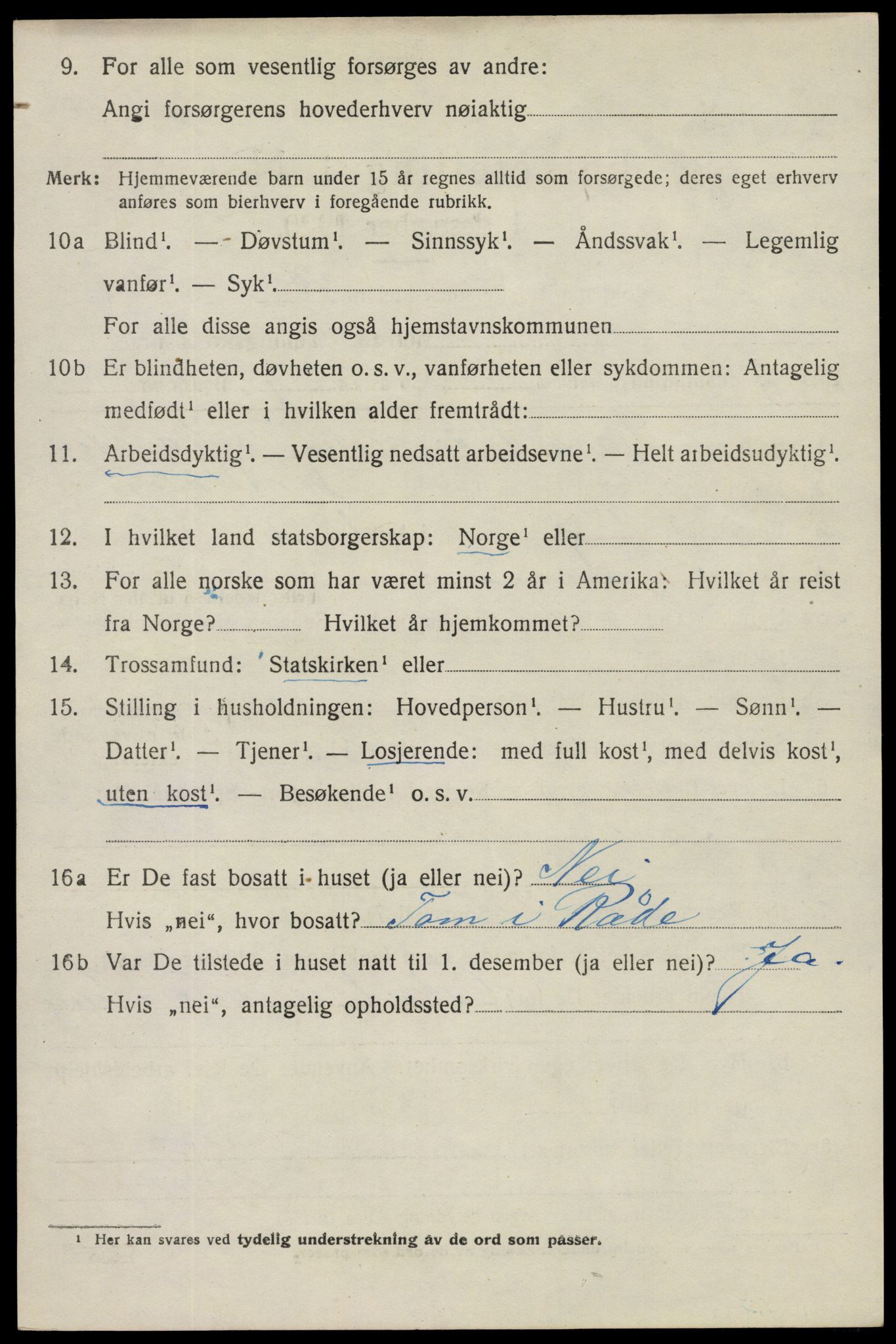 SAO, 1920 census for Spydeberg, 1920, p. 7040