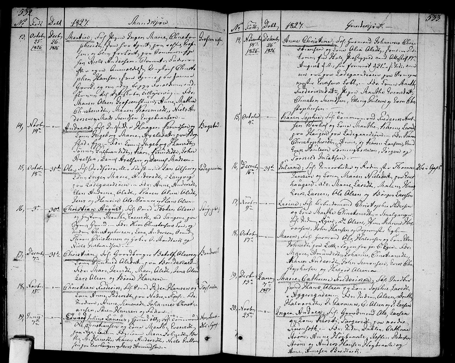 Aker prestekontor kirkebøker, SAO/A-10861/F/L0012: Parish register (official) no. 12, 1819-1828, p. 532-533