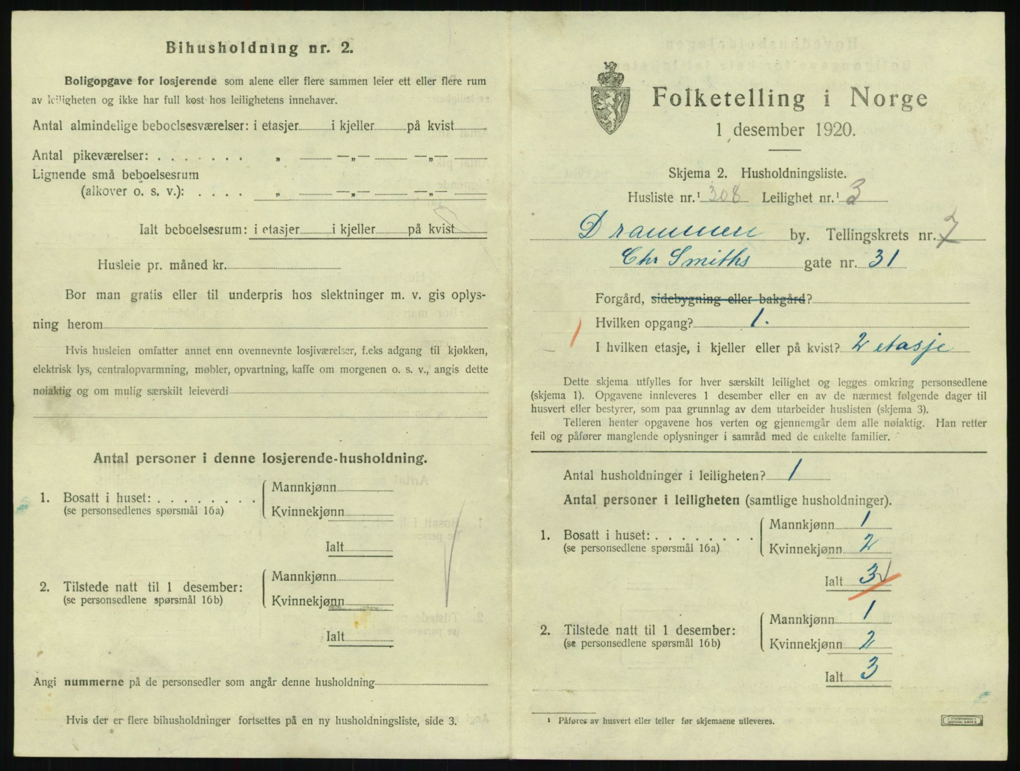 SAKO, 1920 census for Drammen, 1920, p. 13941