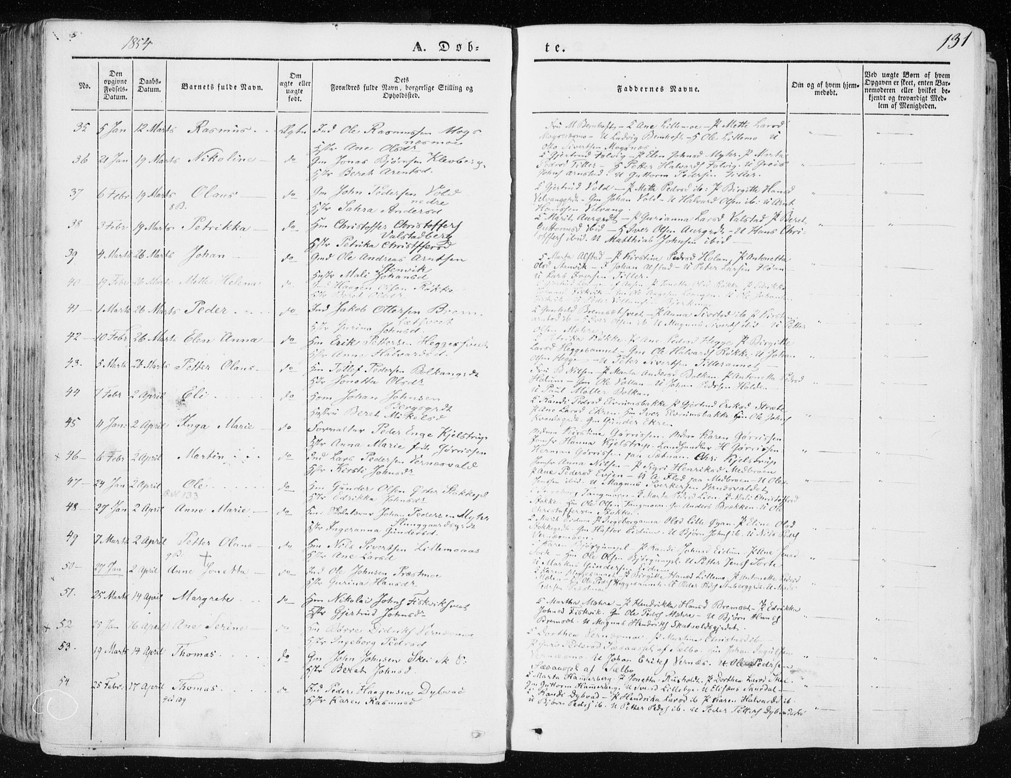 Ministerialprotokoller, klokkerbøker og fødselsregistre - Nord-Trøndelag, AV/SAT-A-1458/709/L0074: Parish register (official) no. 709A14, 1845-1858, p. 131