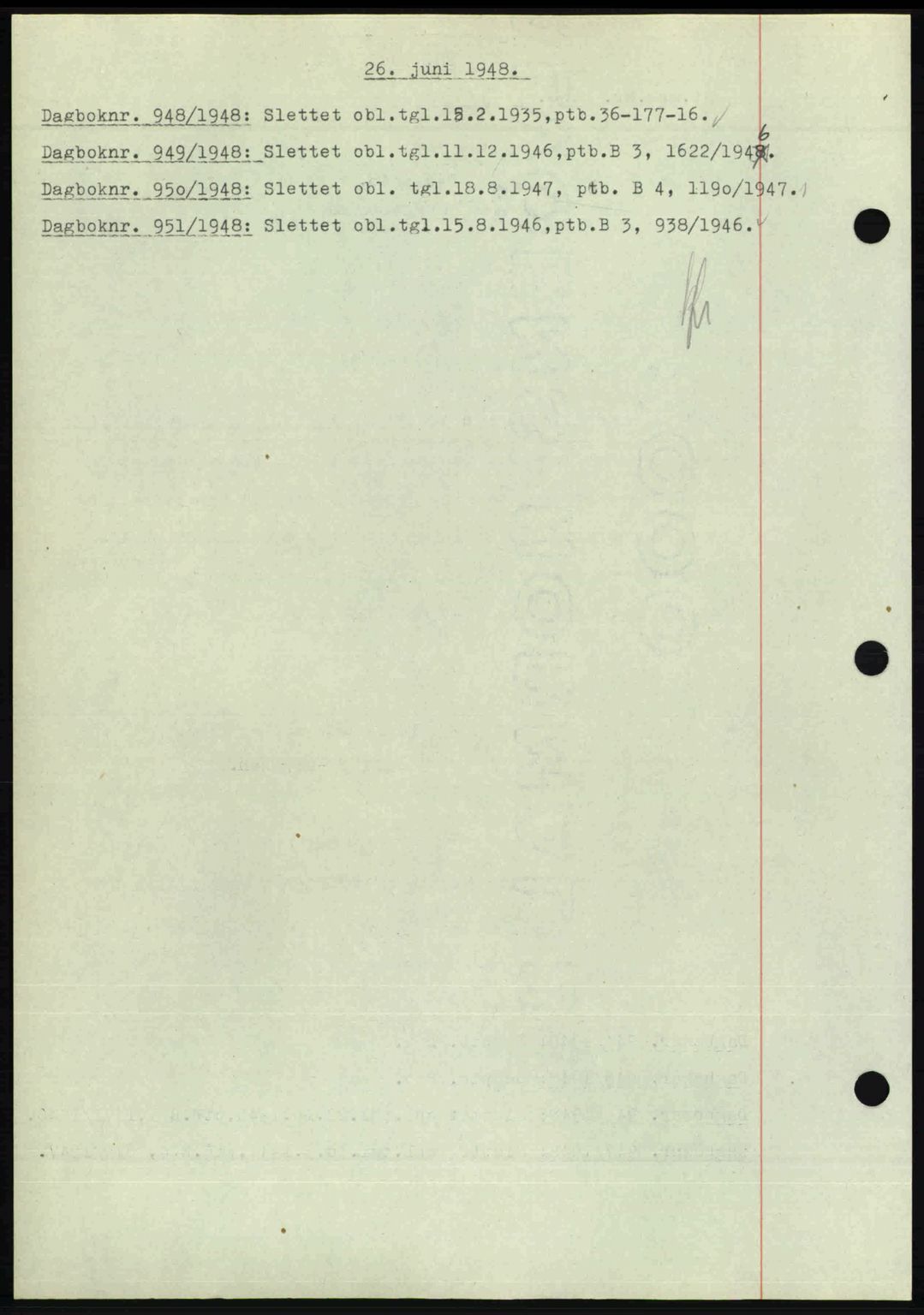 Nedenes sorenskriveri, SAK/1221-0006/G/Gb/Gba/L0059: Mortgage book no. A11, 1948-1948, Diary no: : 948/1948